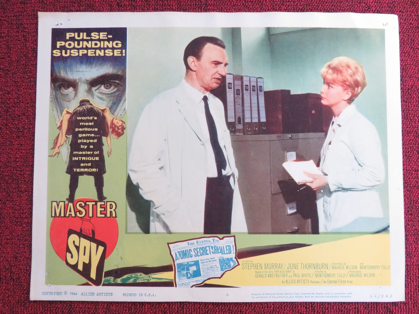 MASTER SPY US LOBBY CARD FULL SET STEPHEN MURRAY JUNE THORNBURN 1964 Rendezvous Cinema Movie posters