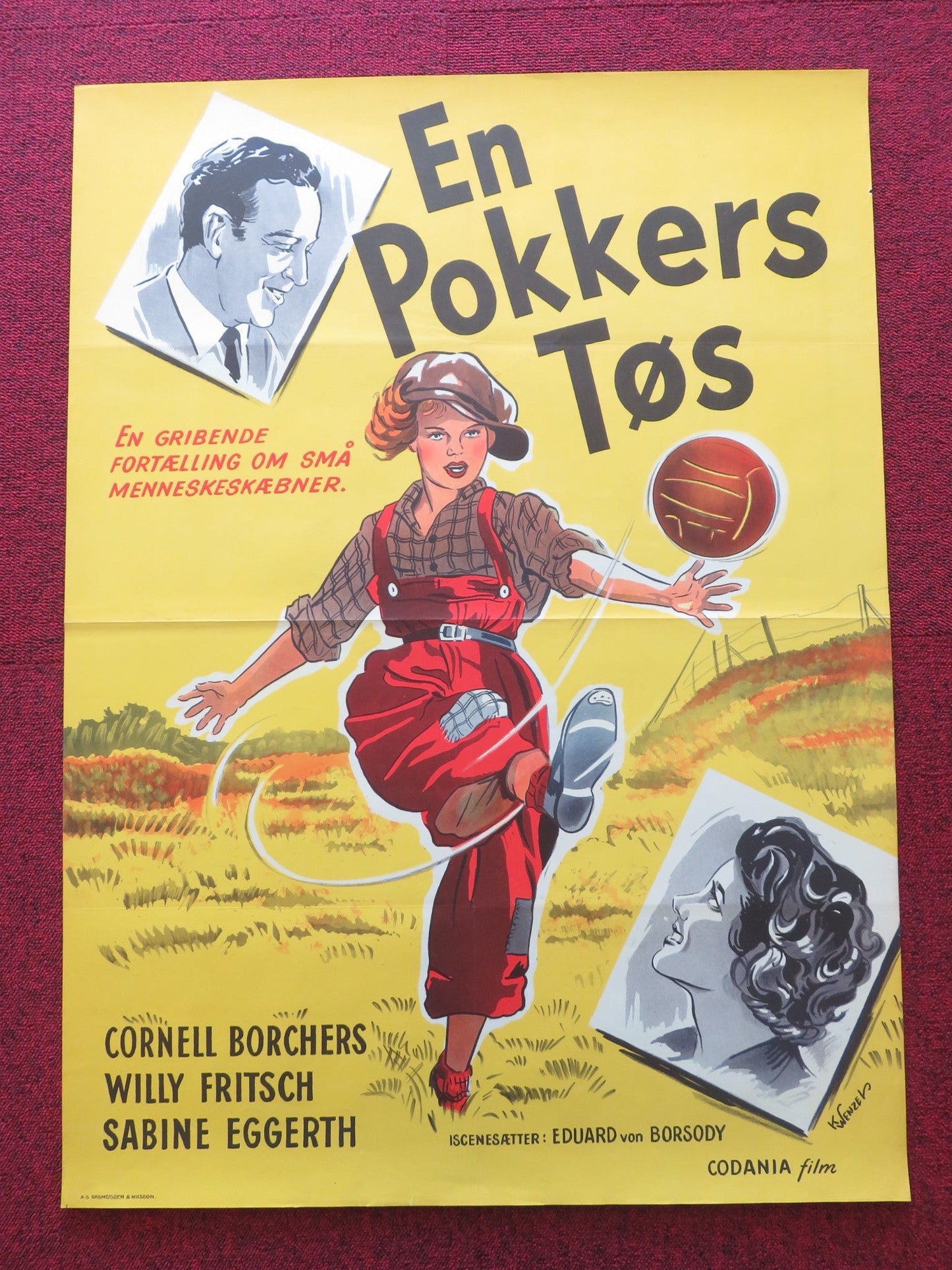 MAXIE DANISH POSTER ROLLED CORNELL BORCHERS WILLY FRITSCH 1955 Rendezvous Cinema Movie posters