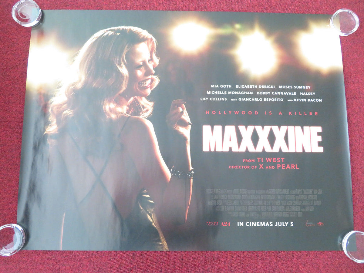 MaXXXine UK Quad Rolled Poster Mia Goth Lily Collins Kevin Bacon 2024 Movie posters
