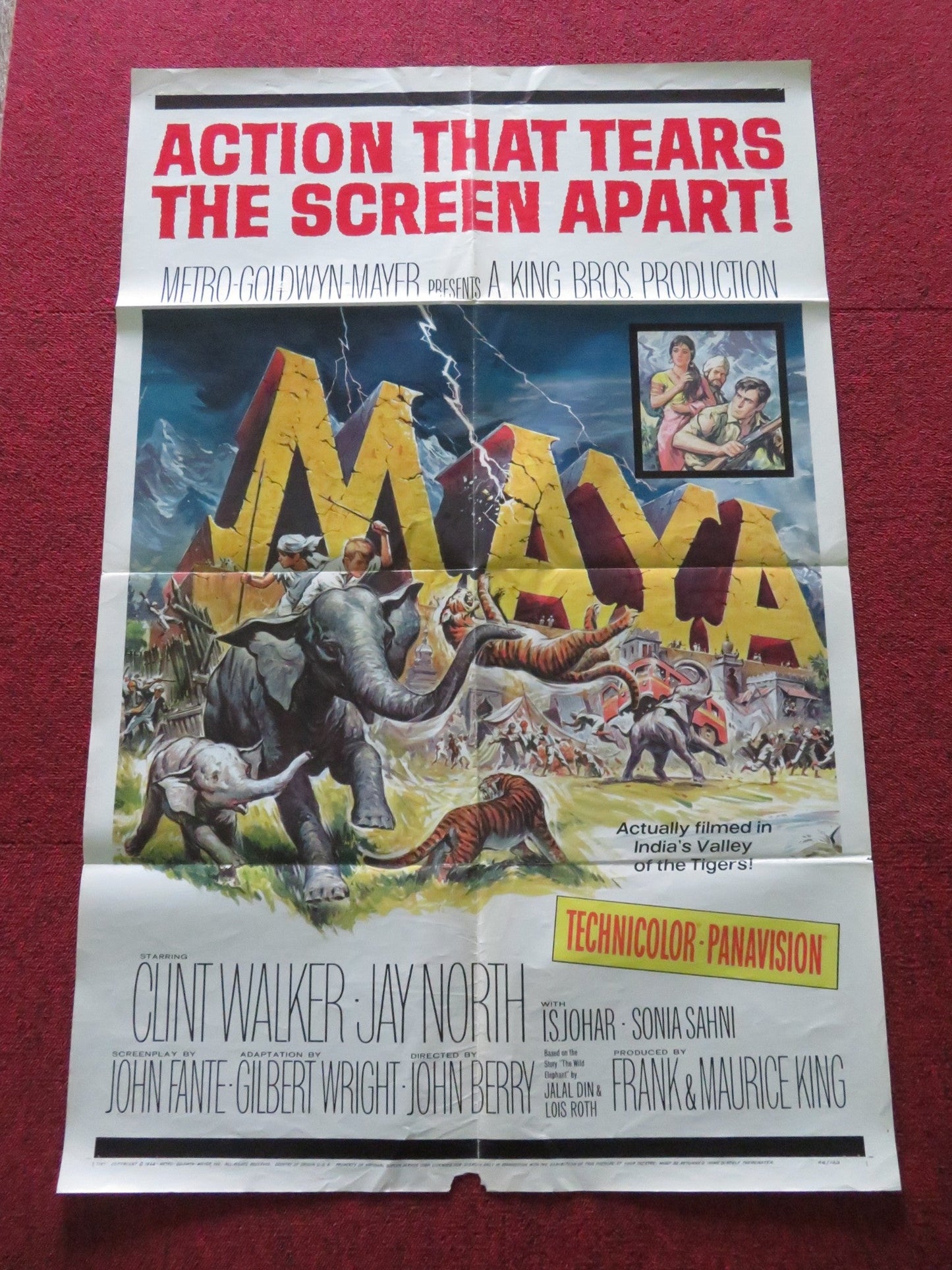 MAYA FOLDED US ONE SHEET POSTER CLINT WALKER JAY NORTH 1966 Movie posters