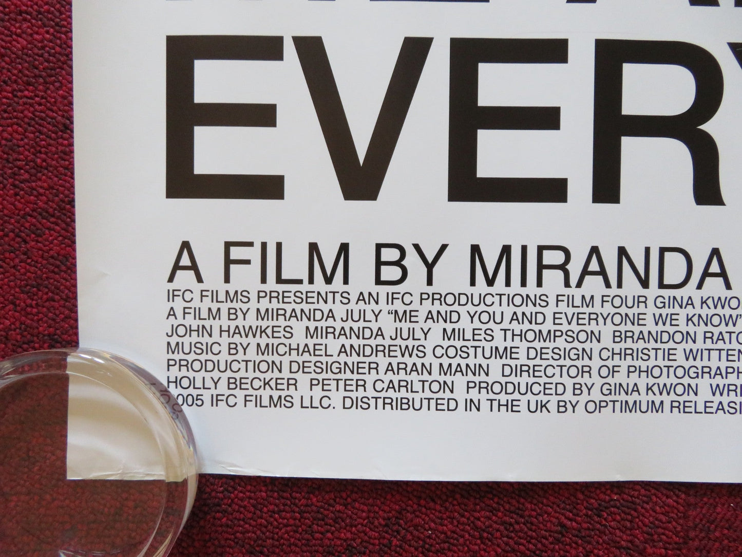 ME AND YOU ANE EVERYONE WE KNOW - A UK QUAD ROLLED POSTER JOHN HAWKES 2005 Rendezvous Cinema Movie posters