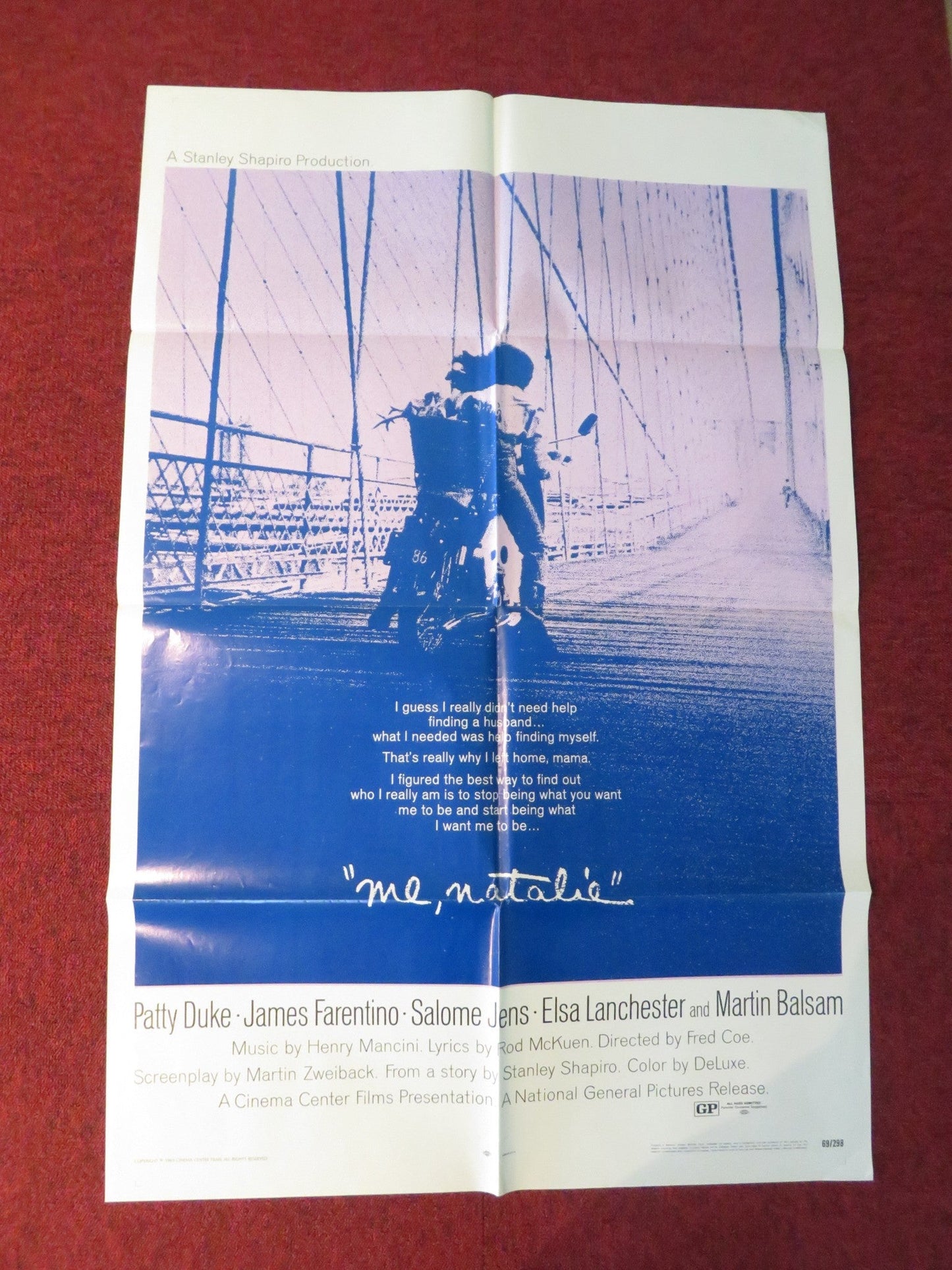 ME, NATALIE FOLDED US ONE SHEET POSTER PATTY DUKE JAMES FARENTINO 1969 Rendezvous Cinema Movie posters