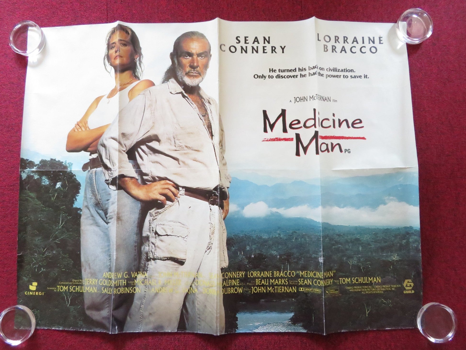 MEDICINE MAN UK QUAD ROLLED POSTER SEAN CONNERY LORRAINE BRACCO 1992 Rendezvous Cinema Movie posters