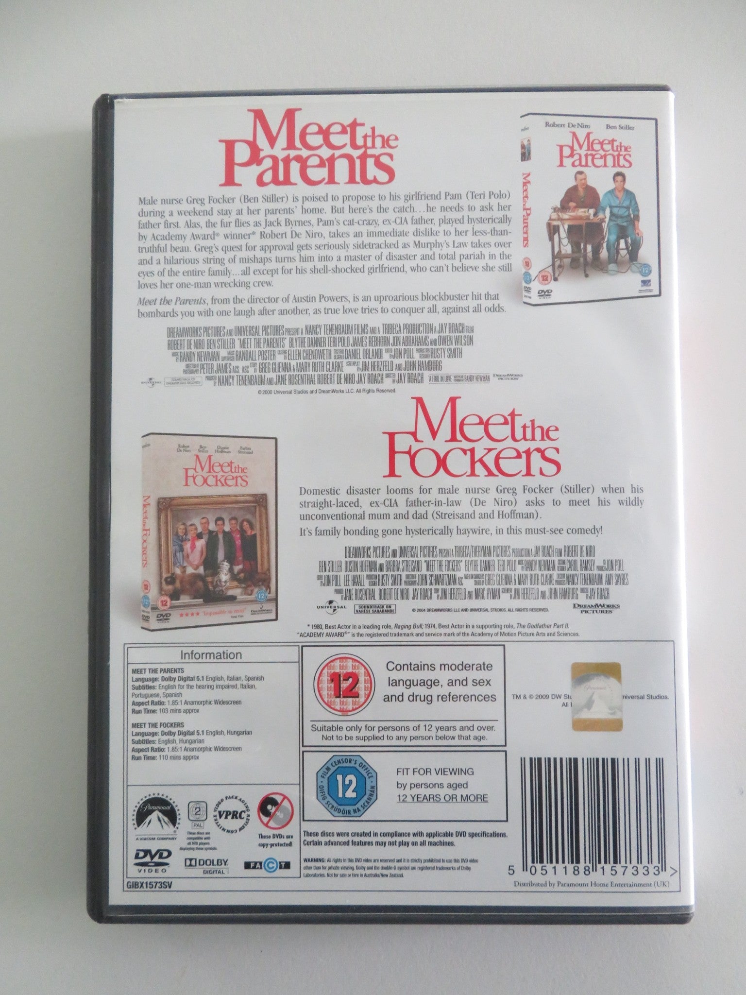 Meet the Parents & Meet the Fockers Double Feature (DVD) DeNiro 2000 Region 2 Movie posters
