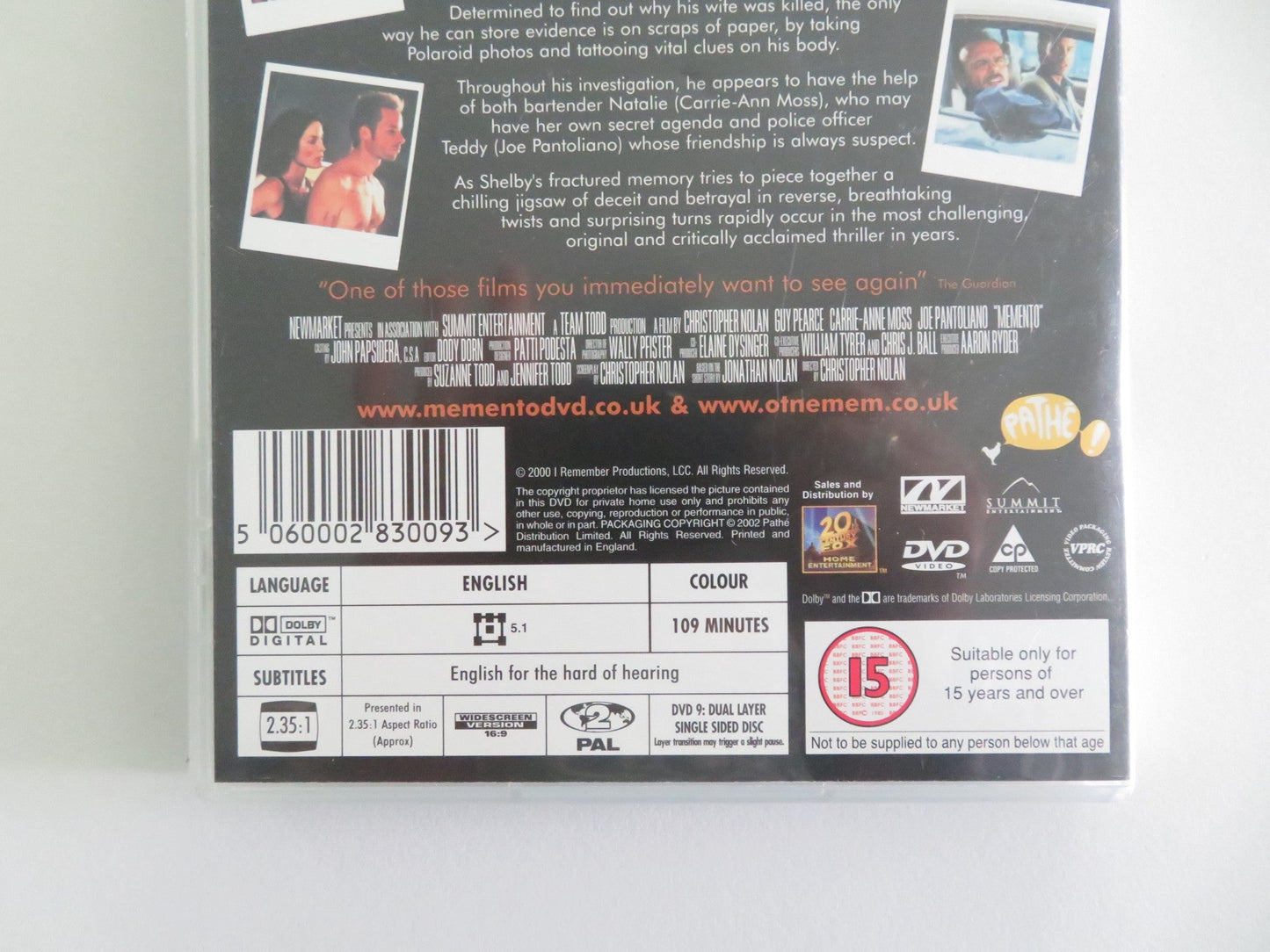 MEMENTO - B (DVD) GUY PEARCE CARRIE - ANNE MOSS 2000 REGION 2 Movie posters