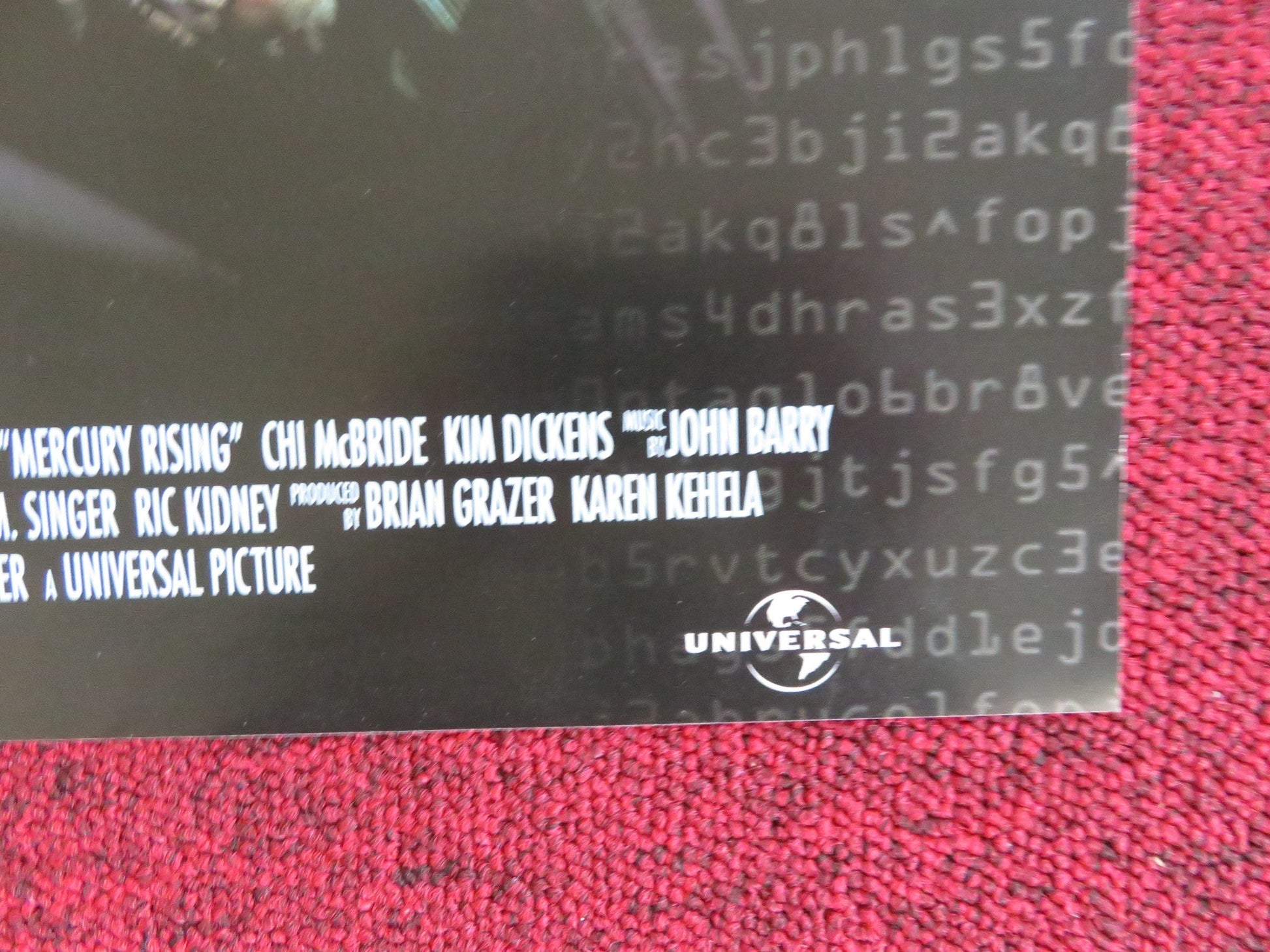 MERCURY RISING VHS VIDEO POSTER BRUCE WILLIS ALEC BALDWIN 1998 Rendezvous Cinema Movie posters