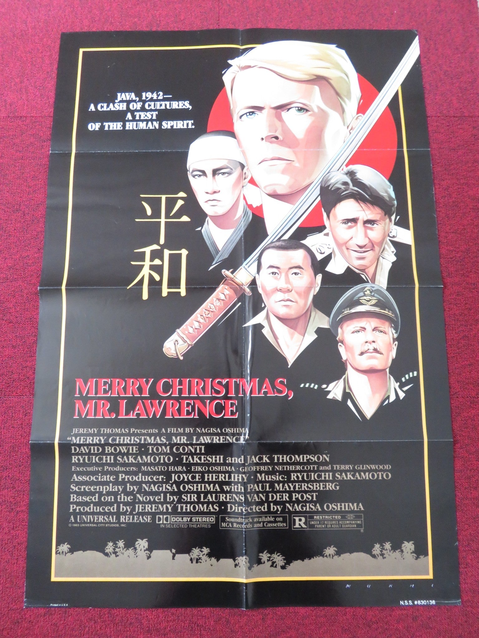 MERRY CHRISTMAS MR. LAWRENCE FOLDED US ONE SHEET POSTER DAVID BOWIE CONTI 1983 Rendezvous Cinema Movie posters