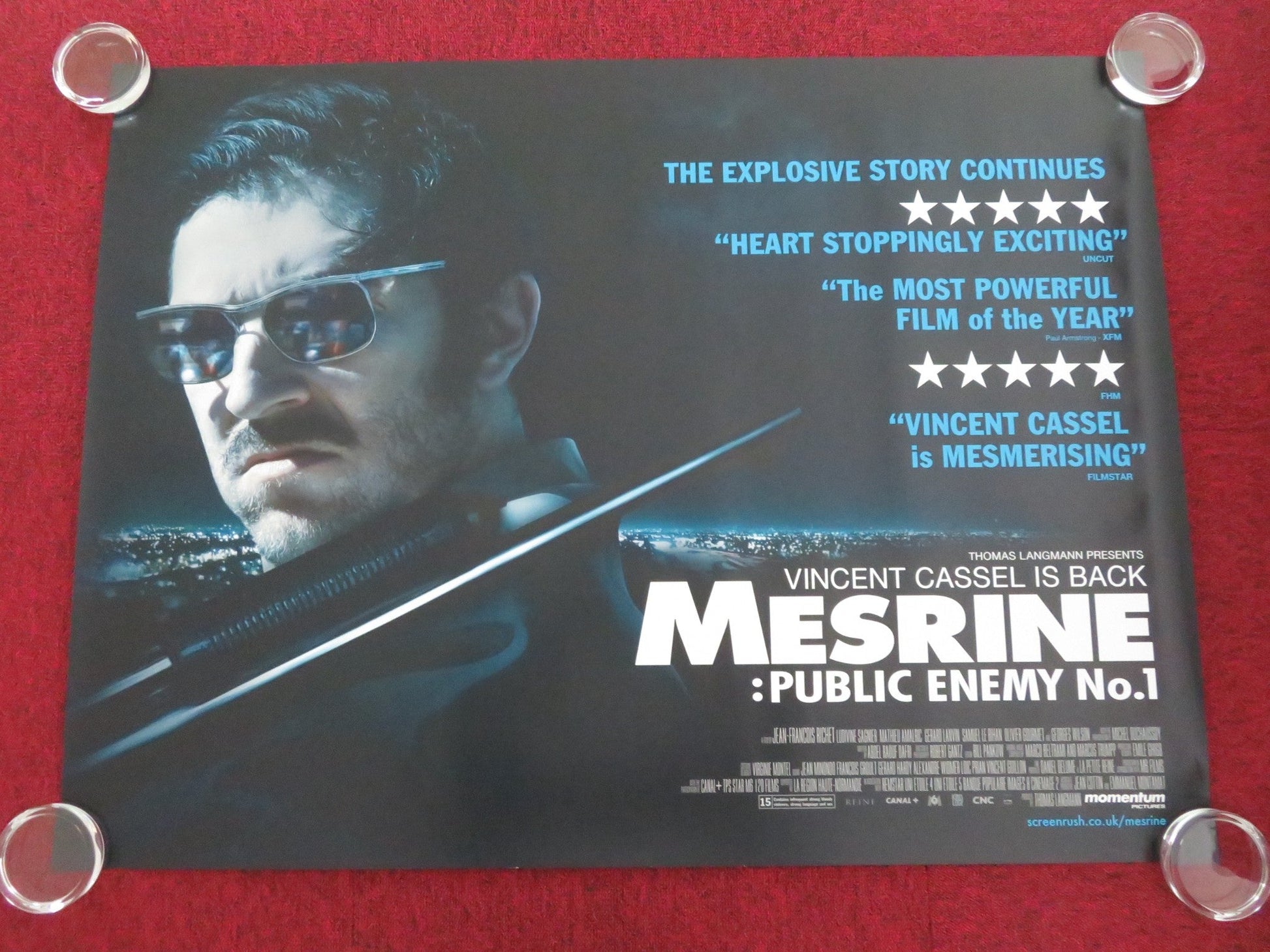 MESRINE: PUBLIC ENEMY NO.1 UK QUAD ROLLED POSTER VINCENT CASSEL L. SAGNIER 2008 - Rendezvous Cinema