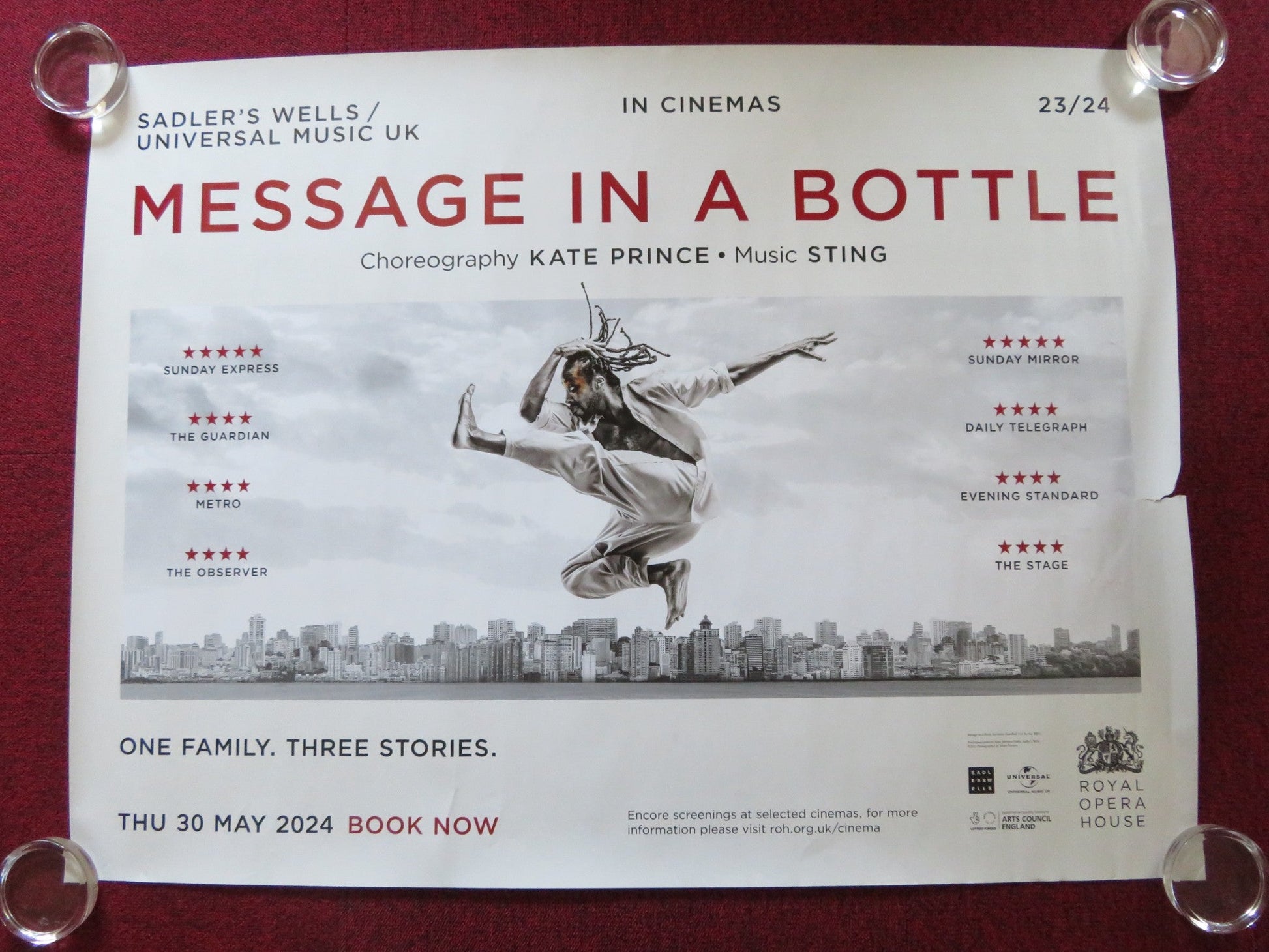 MESSAGE IN A BOTTLE UK QUAD ROLLED POSTER KATE PRINCE STING 2024 Rendezvous Cinema Movie posters