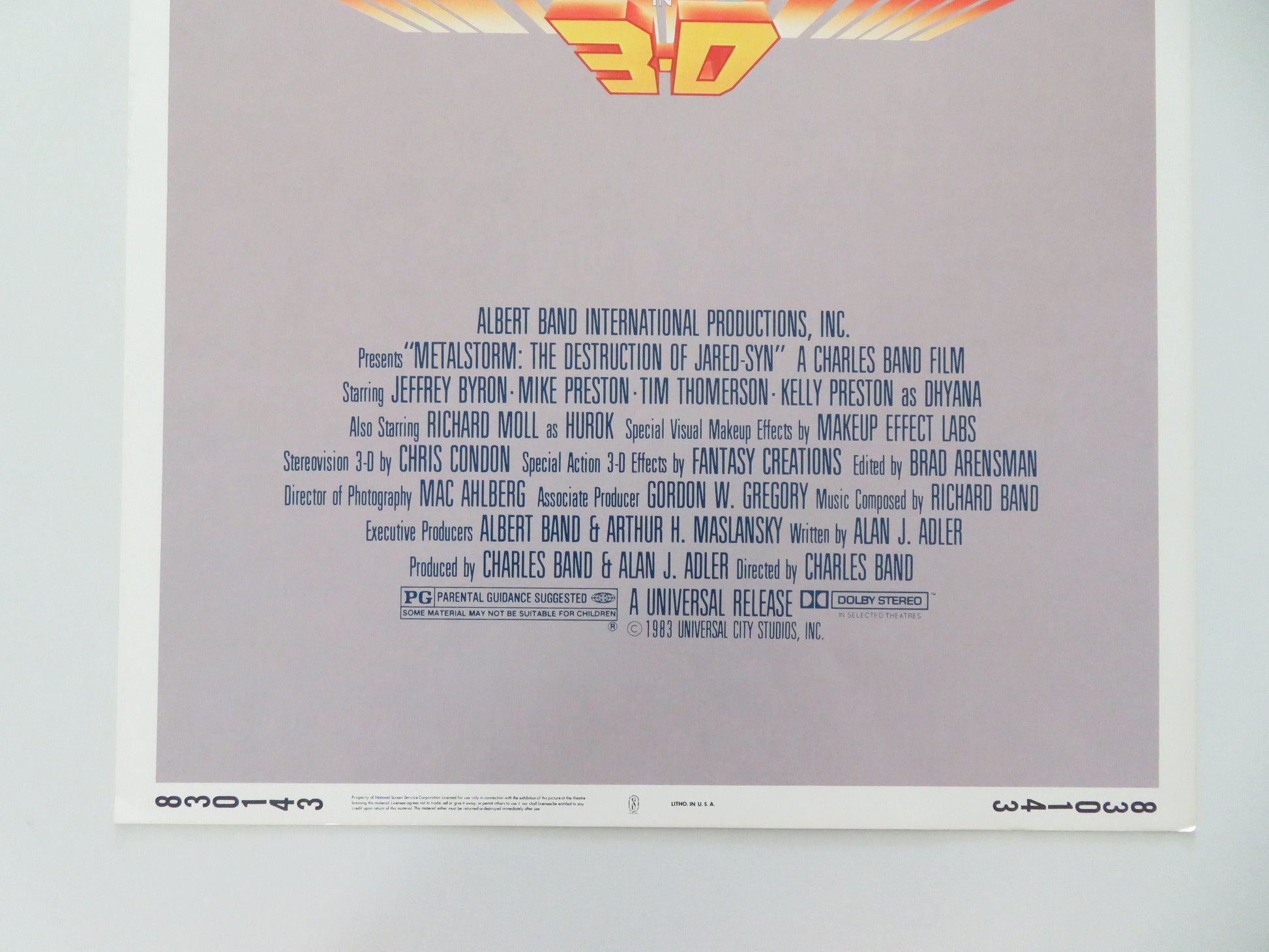 Metalstorm: The Destruction of Jared-Syn US Insert Poster Jeffrey Byron 1983 Movie posters