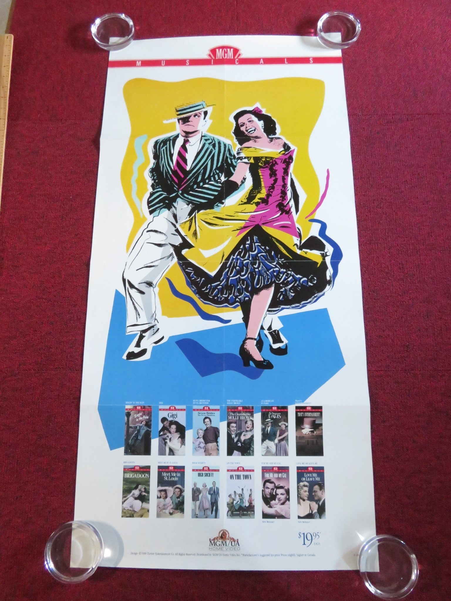 MGM MUSICALS VHS VIDEO POSTER ROLLED GENE KELLY DEBBIE REYNOLDS 1988 Rendezvous Cinema Movie posters