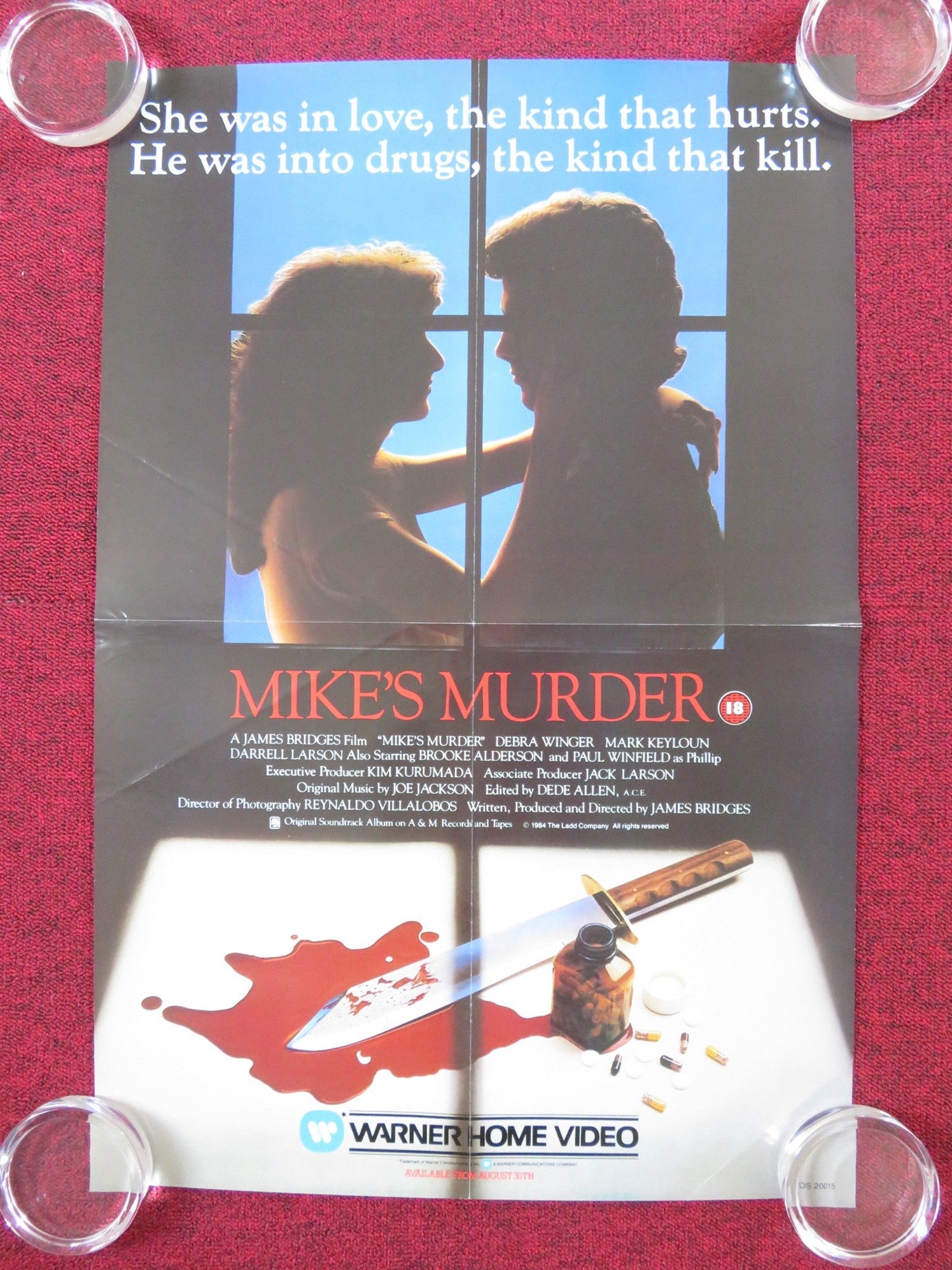 MIKE'S MURDER VHS VIDEO POSTER ROLLED DEBRA WINGER MARK LEYLOUN 1984 Rendezvous Cinema Movie posters
