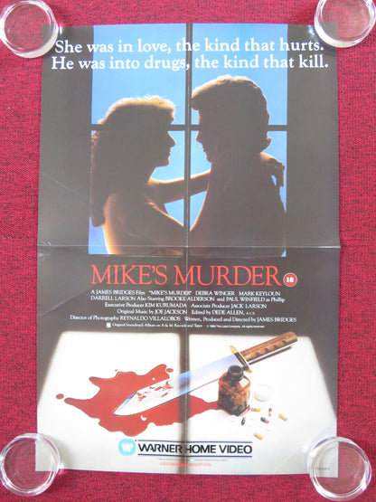 MIKE'S MURDER VHS VIDEO POSTER ROLLED DEBRA WINGER MARK LEYLOUN 1984 Rendezvous Cinema Movie posters