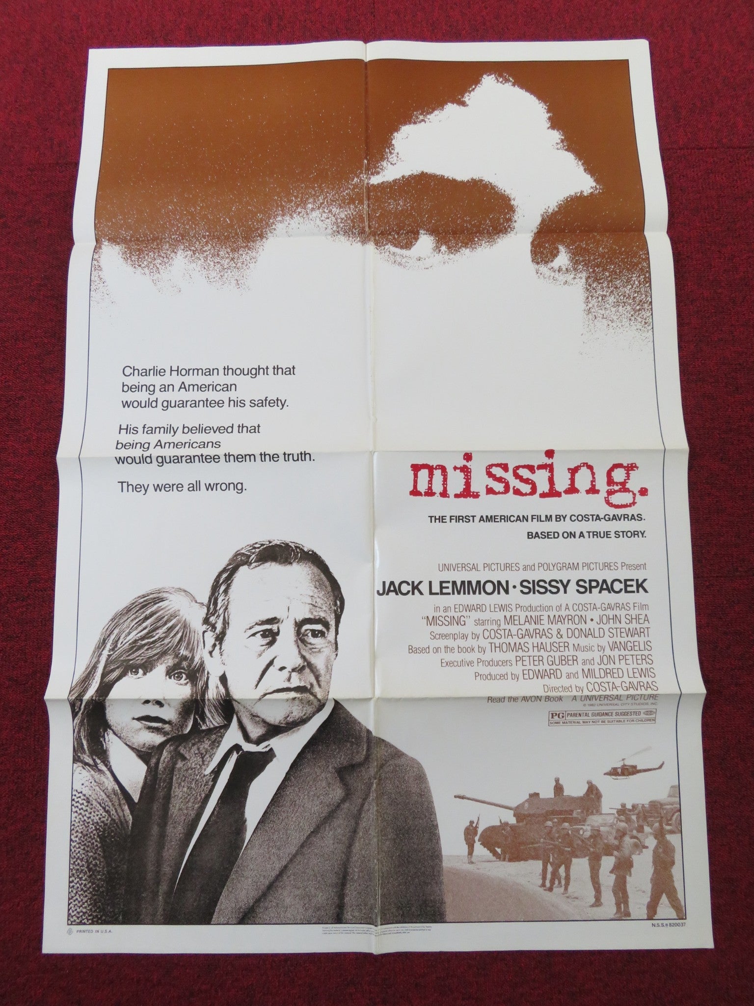 MISSING - B FOLDED US ONE SHEET POSTER JACK LEMMON SISSY SPACEK 1982 Rendezvous Cinema Movie posters