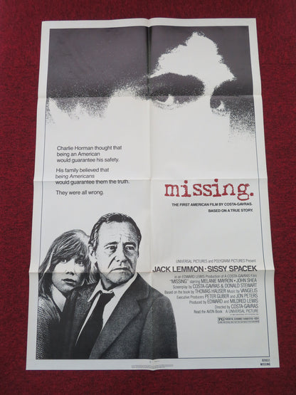 Missing Folded US One Sheet Poster Jack Lemmon Sissy Spacek 1982 Movie posters