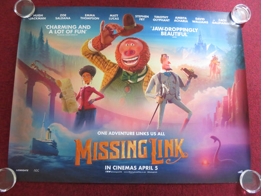 MISSING LINK - B UK QUAD ROLLED POSTER HUGH JACKMAN STEPHEN FRY 2019 Rendezvous Cinema Movie posters