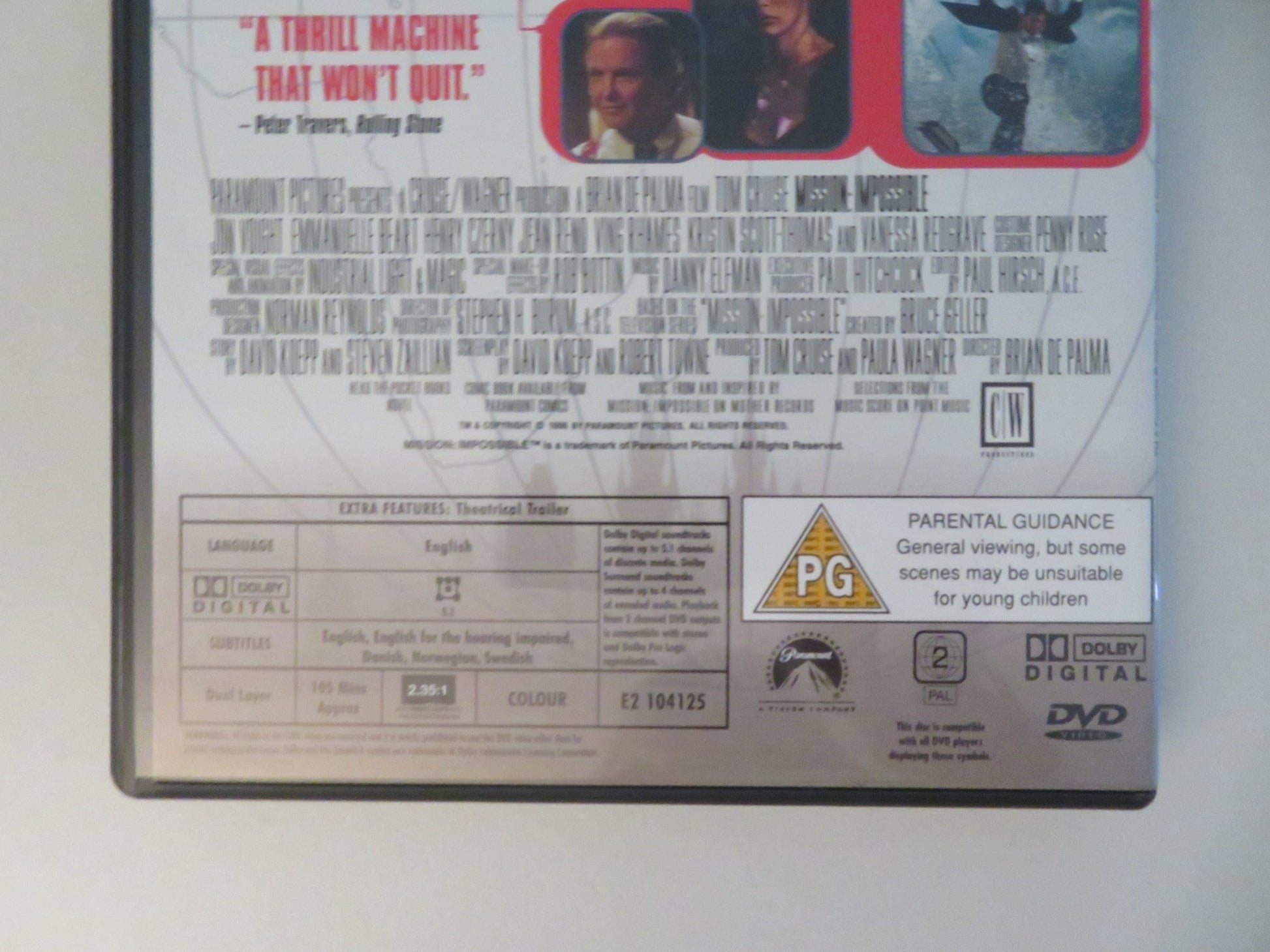 MISSION: IMPOSSIBLE DVD COLLECTOR'S SET (DVD BOXSET) TOM CRUISE 1996 REGION 2 Movie posters