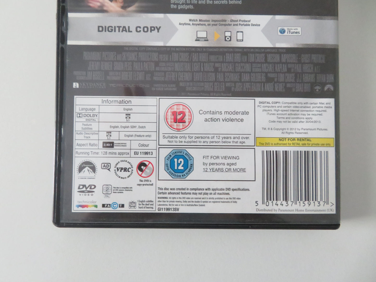 Mission: Impossible - Ghost Protocol (DVD) Tom Cruise 2011 Region 2 Movie posters