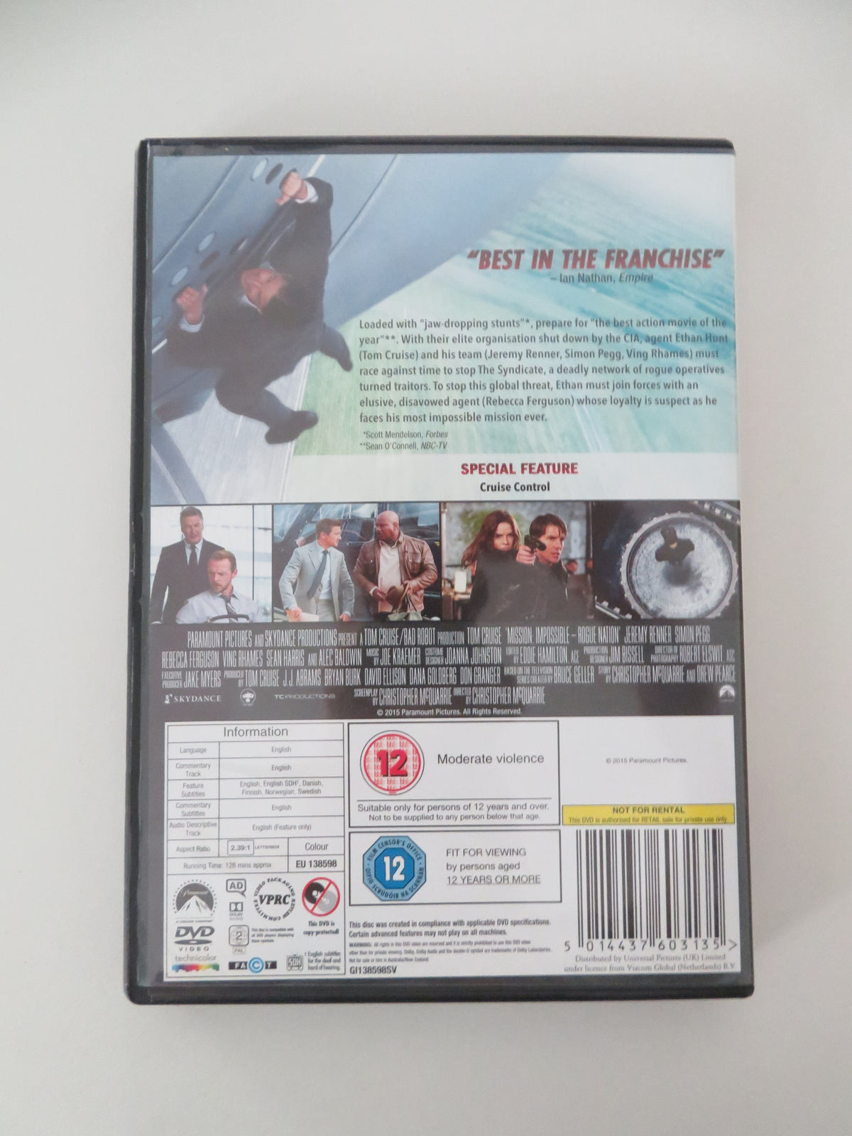 Mission: Impossible - Rogue Nation (DVD) Tom Cruise R. Ferguson 2015 Region 2 Movie posters