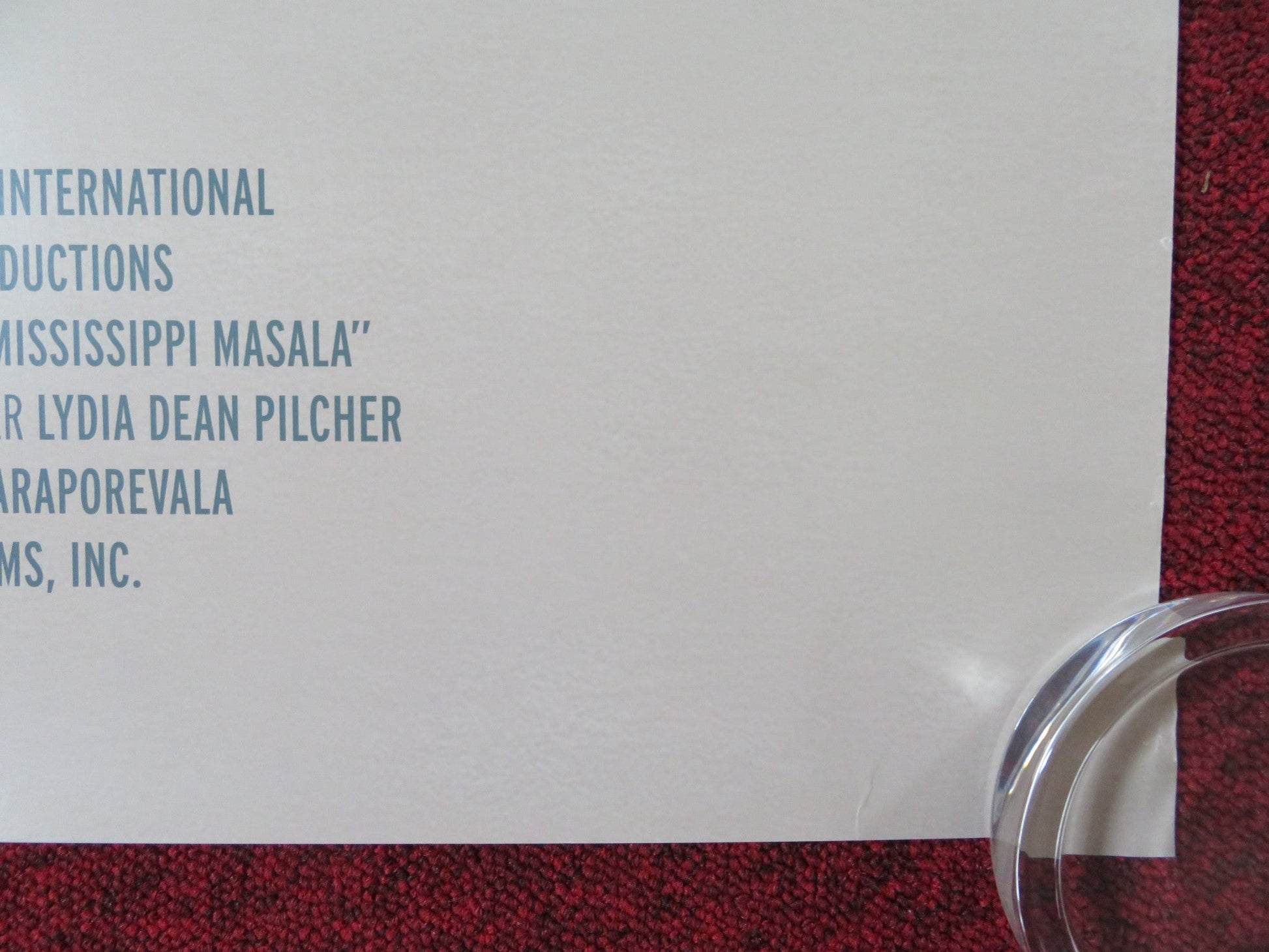 MISSISSIPPI MASALA US ONE SHEET ROLLED POSTER DENZEL WASHINGTON 2022 Rendezvous Cinema Movie posters