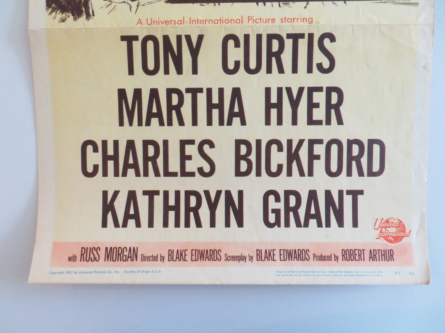 MISTER CORY US INSERT POSTER TONY CURTIS MARTHA HYER 1957 Rendezvous Cinema Movie posters