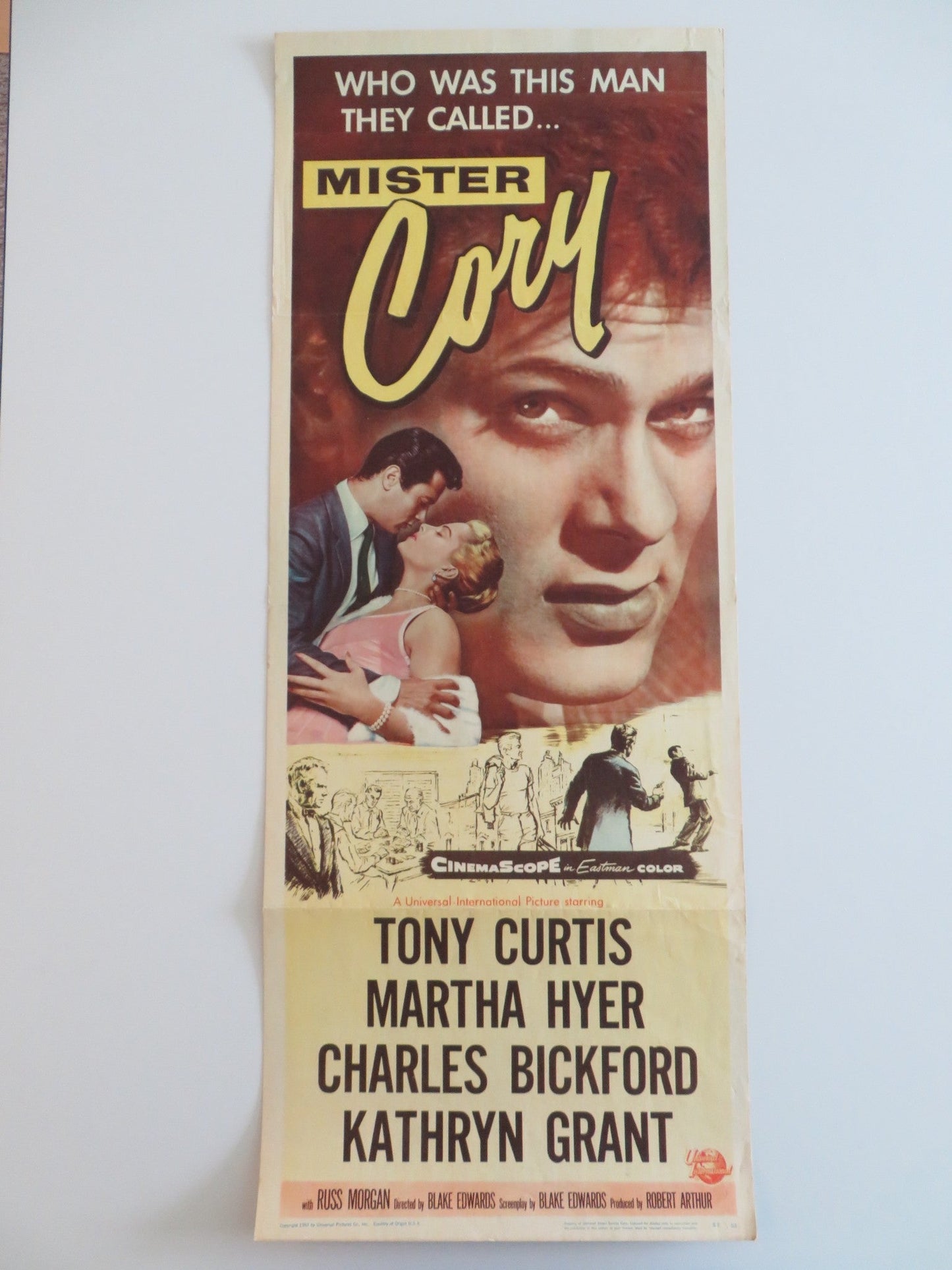 MISTER CORY US INSERT POSTER TONY CURTIS MARTHA HYER 1957 Rendezvous Cinema Movie posters