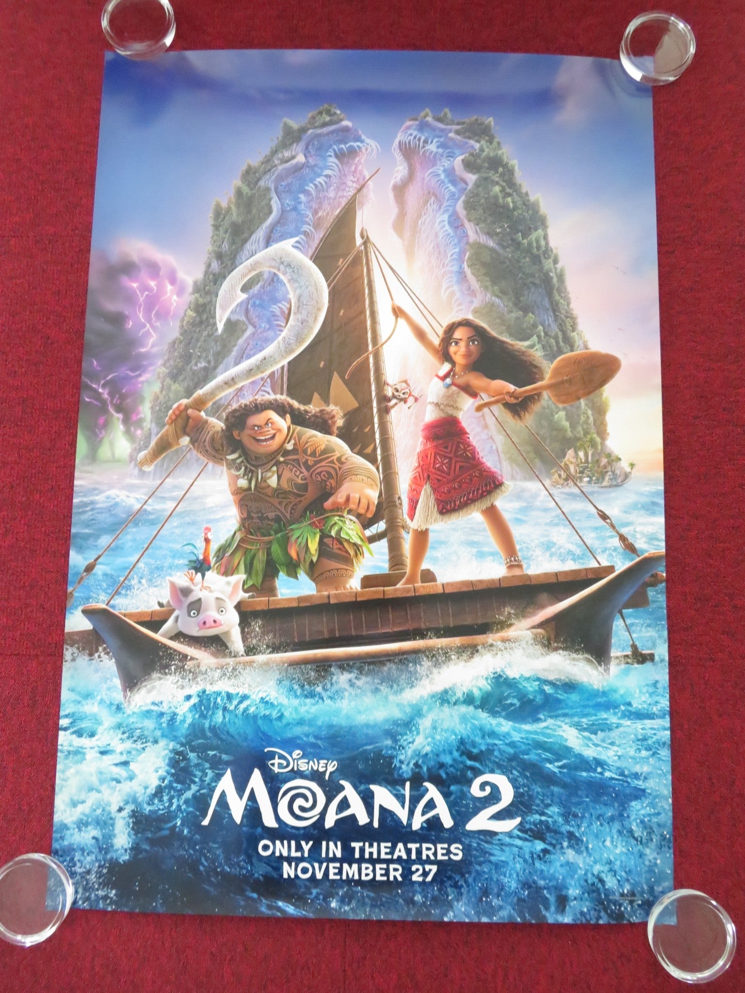 MOANA 2 - C ONE SHEET ROLLED POSTER DISNEY AULI'L CRAVALHO DWAYNE JOHNSON 2024 Movie posters