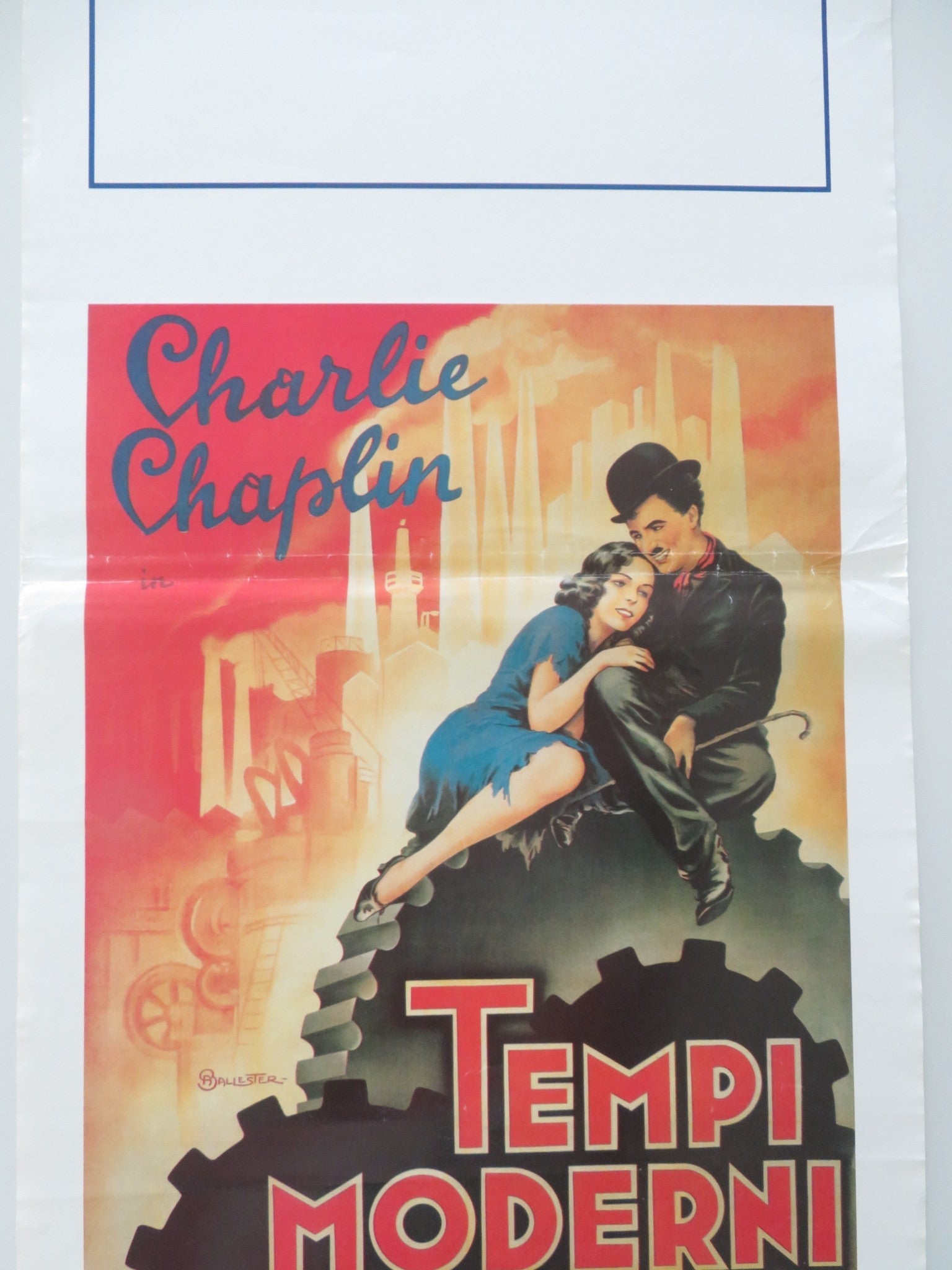 MODERN TIMES ITALIAN LOCANDINA POSTER CHARLES CHAPLIN PAULETTE GODDARD Movie posters