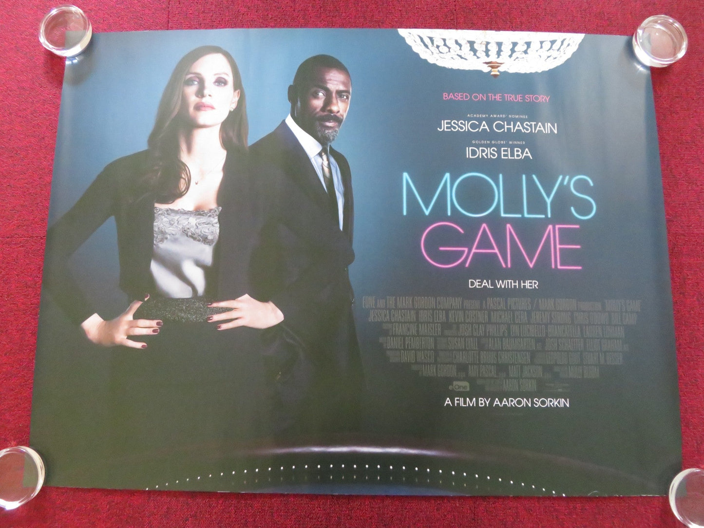 MOLLY'S GAME UK QUAD ROLLED POSTER JESSICA CHASTAIN IDRIS ELBA 2017 Rendezvous Cinema Movie posters