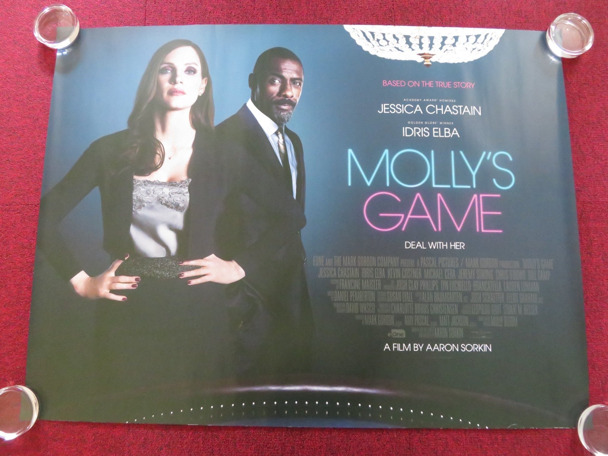 MOLLY'S GAME UK QUAD ROLLED POSTER JESSICA CHASTAIN IDRIS ELBA 2017 Rendezvous Cinema Movie posters