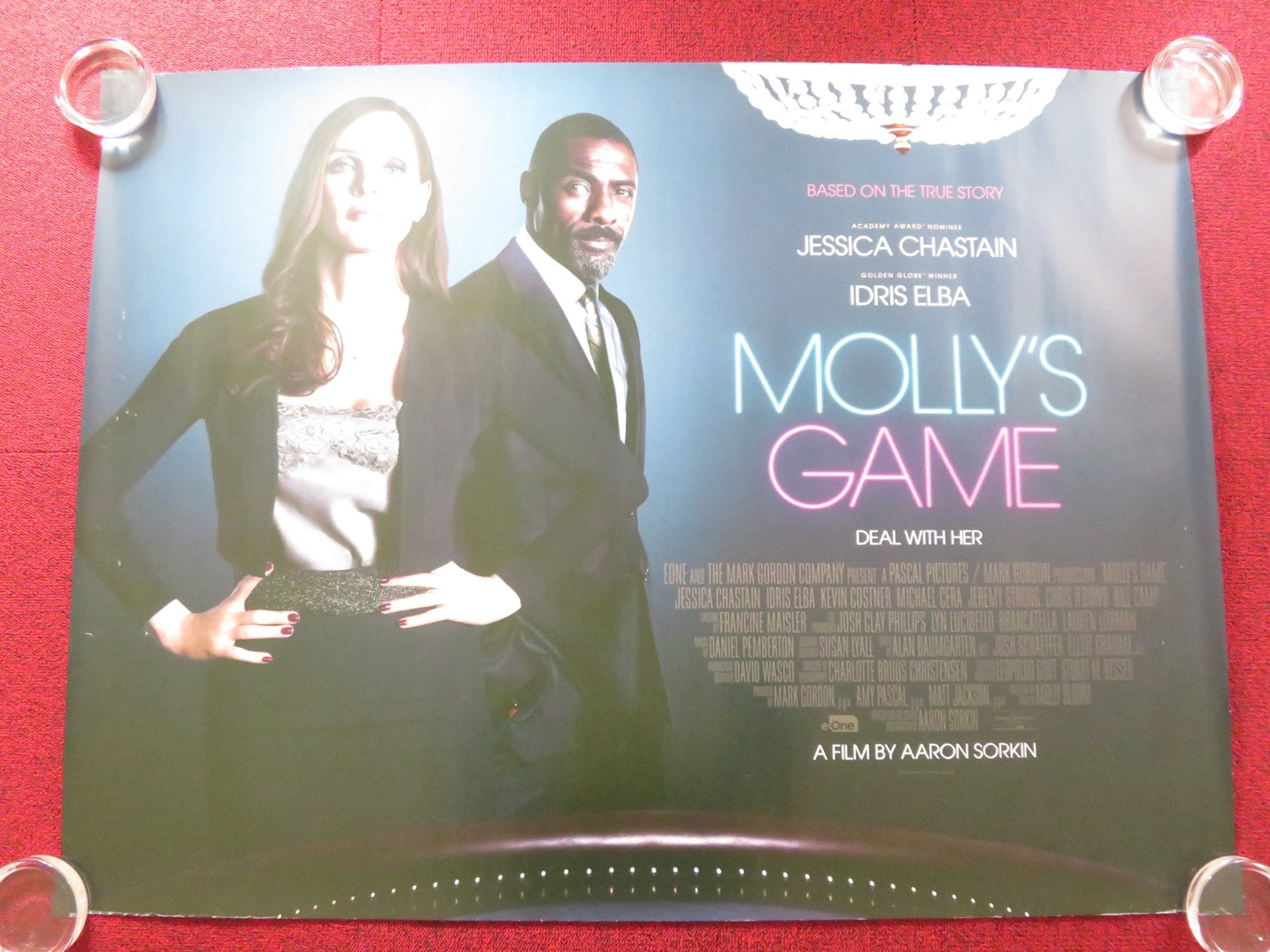 MOLLYS' GAME UK QUAD ROLLED POSTER JESSICA CHASTAIN IDRIS ELBA 2017 Rendezvous Cinema Movie posters