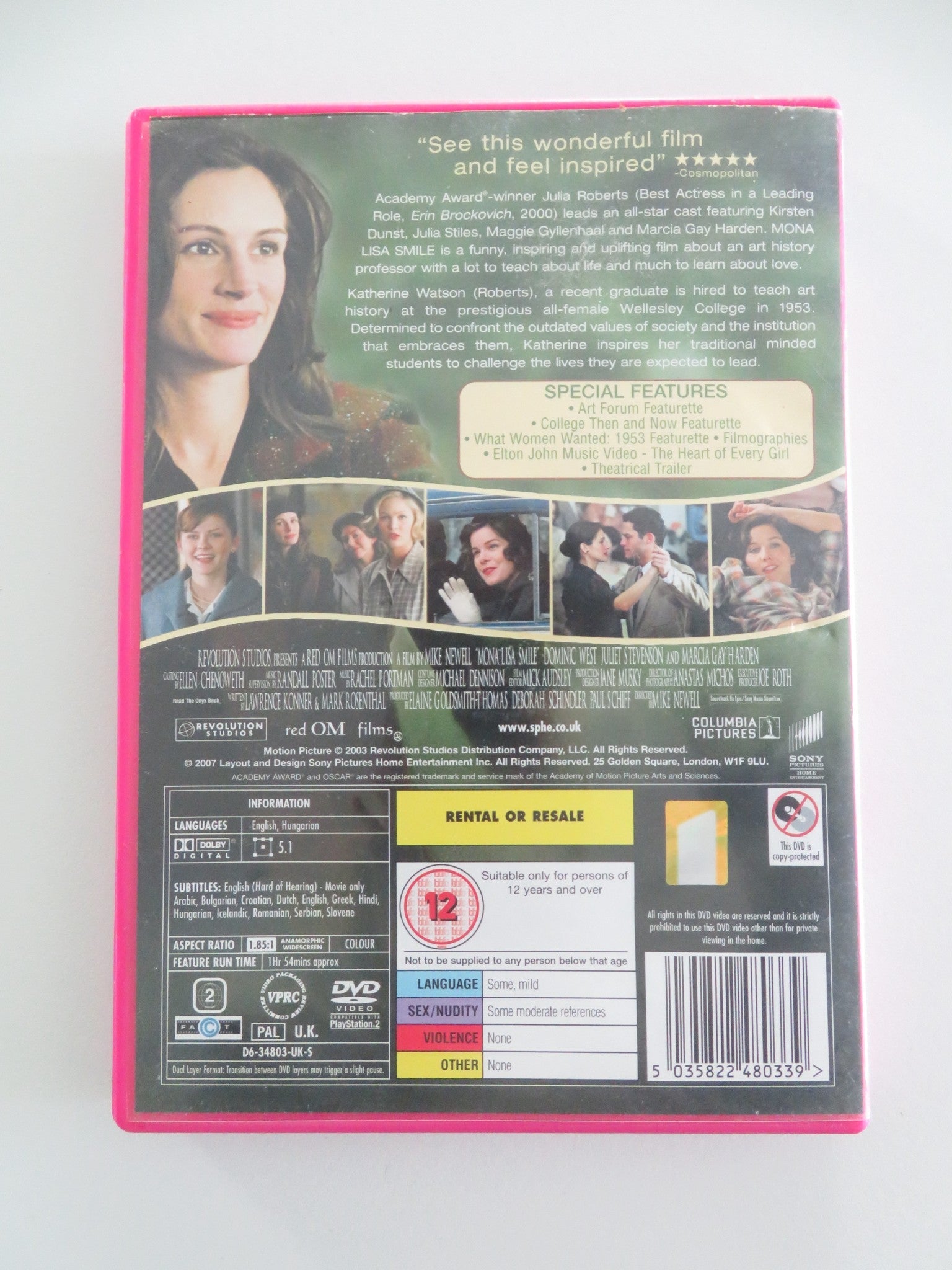 Mona Lisa Smile - B (DVD) Julia Roberts Kirsten Dunst 2003 Region 2 Movie posters