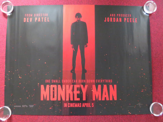 MONKEY MAN UK QUAD ROLLED POSTER DEV PATEL PITOBASH 2024 Rendezvous Cinema Movie posters