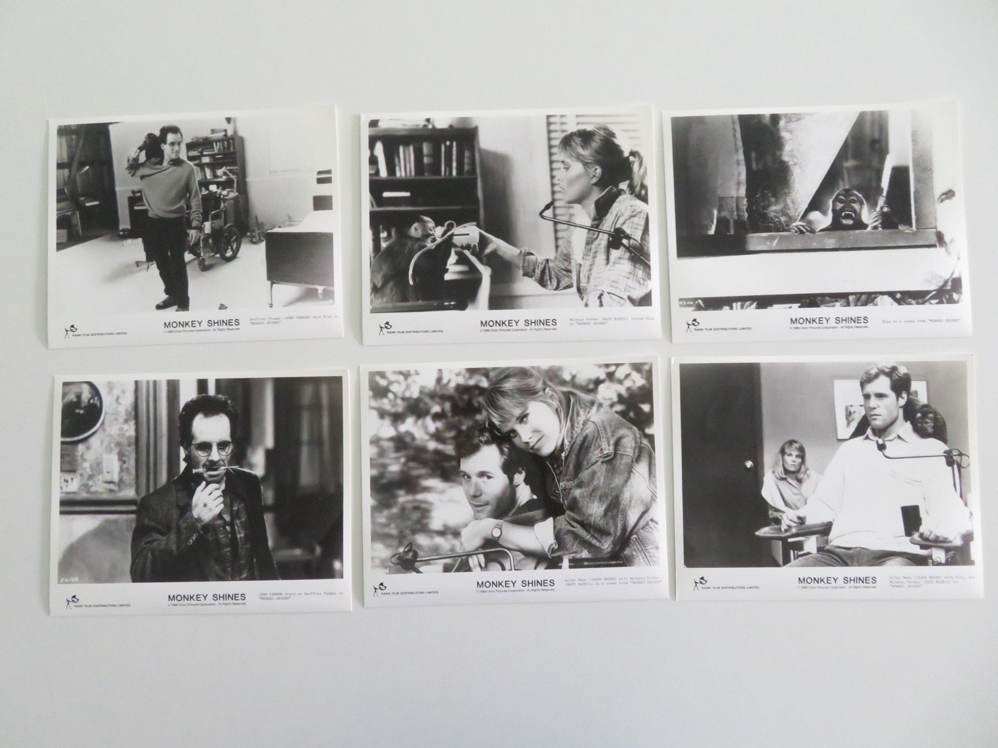 MONKEY SHINES MOVIE STILL PHOTO LOT OF 6 JASON BEGHE JOHN PANKOW 1988 Movie posters