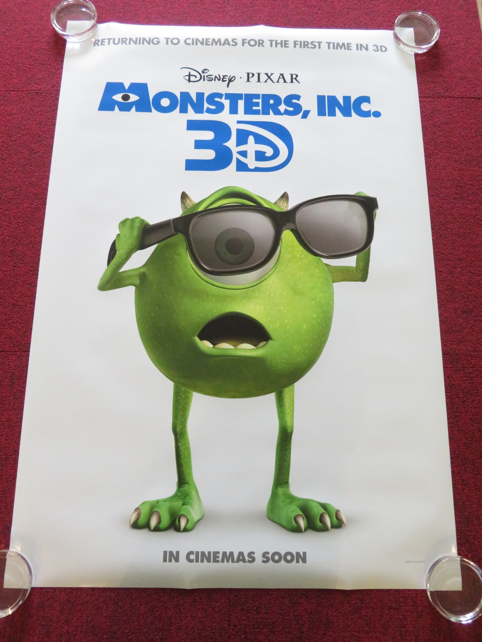 MONSTERS INC 3D US ONE SHEET ROLLED POSTER JOHN GOODMAN BILLY CRYSTAL 2012 Rendezvous Cinema Movie posters