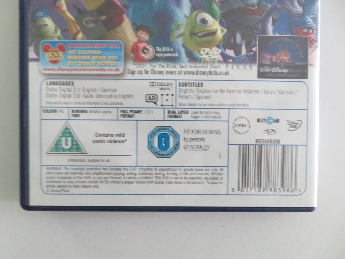 Monsters, Inc. (DVD) Disney John Goodman Billy Crystal 2001 Region 2 Movie posters