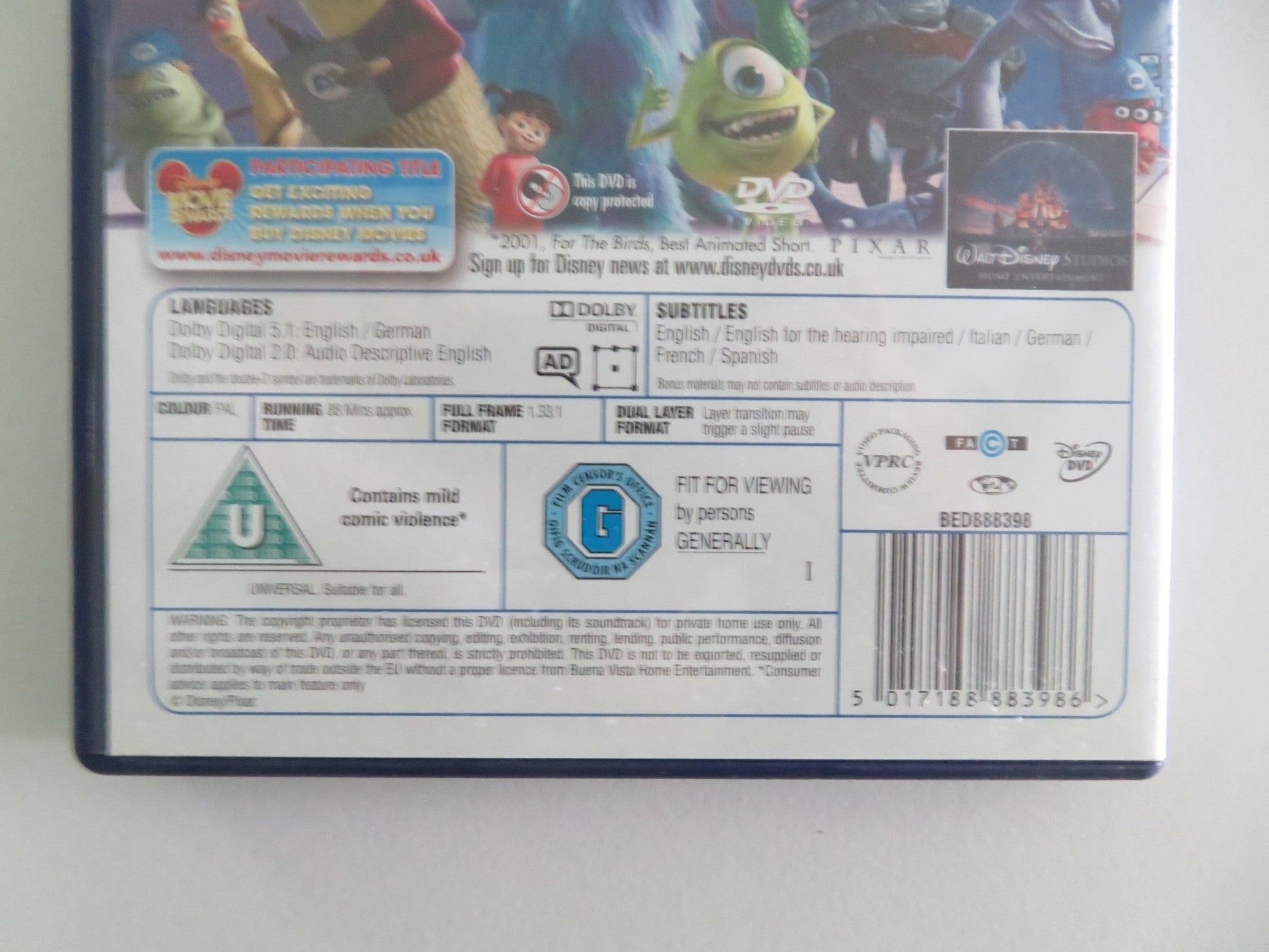 Monsters, Inc. (DVD) Disney John Goodman Billy Crystal 2001 Region 2 Movie posters