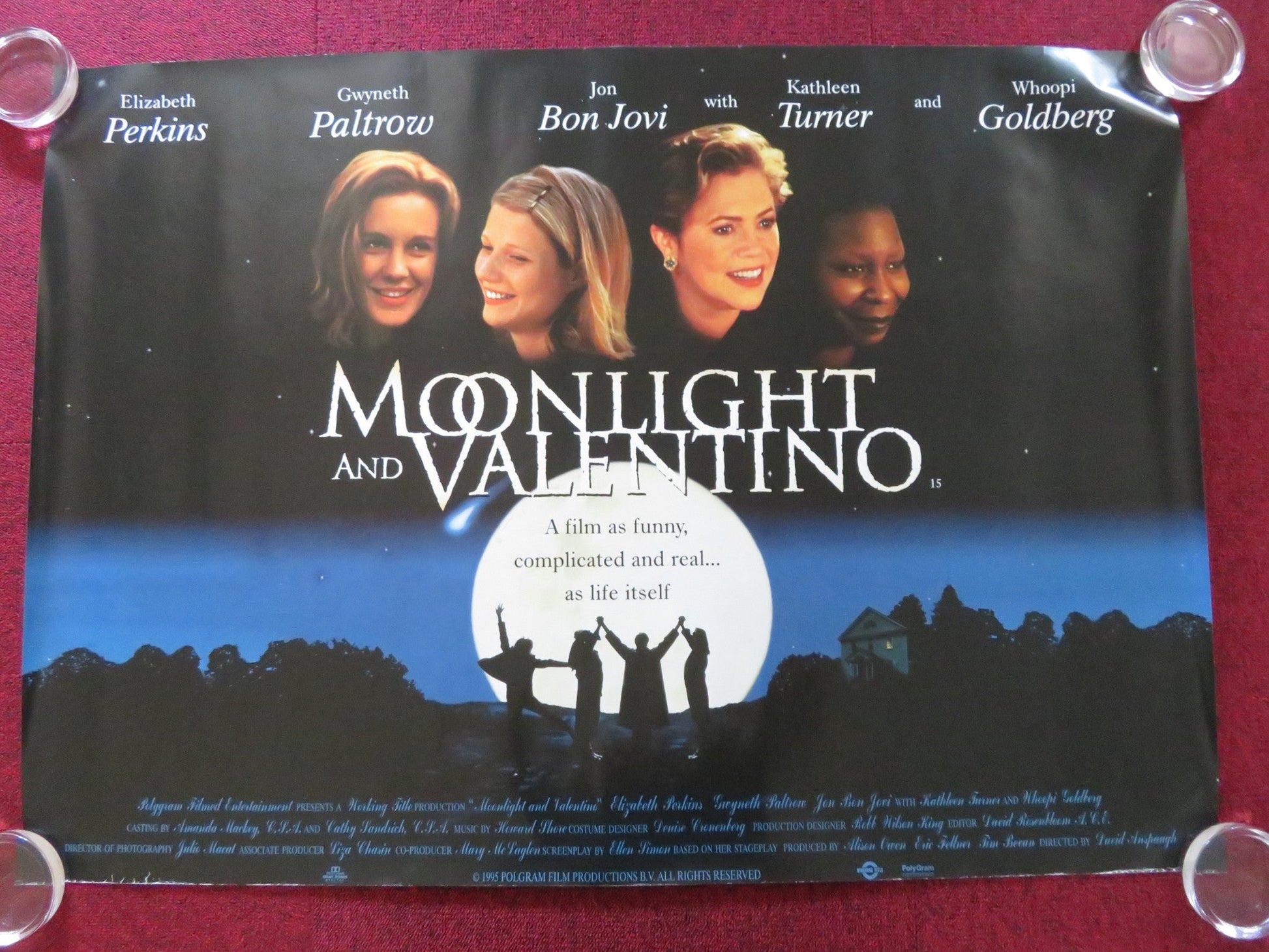 MOONLIGHT AND VALENTINO UK QUAD ROLLED POSTER ELIZABETH PERKINS GOLDBERG 1995 Rendezvous Cinema Movie posters