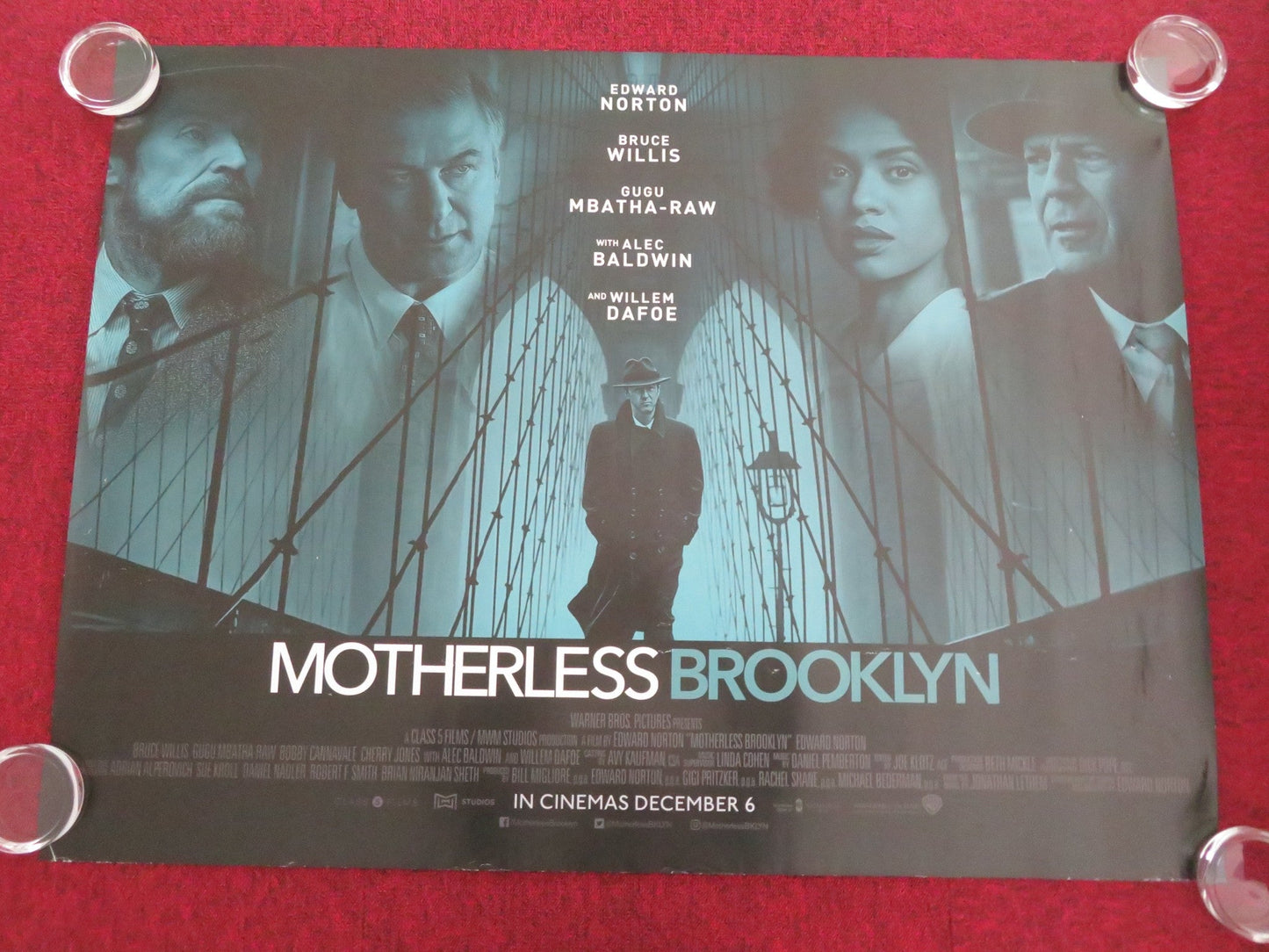 MOTHERLESS BROOKLYN UK QUAD ROLLED POSTER EDWARD NORTON BRUCE WILLIS 2019 - Rendezvous Cinema