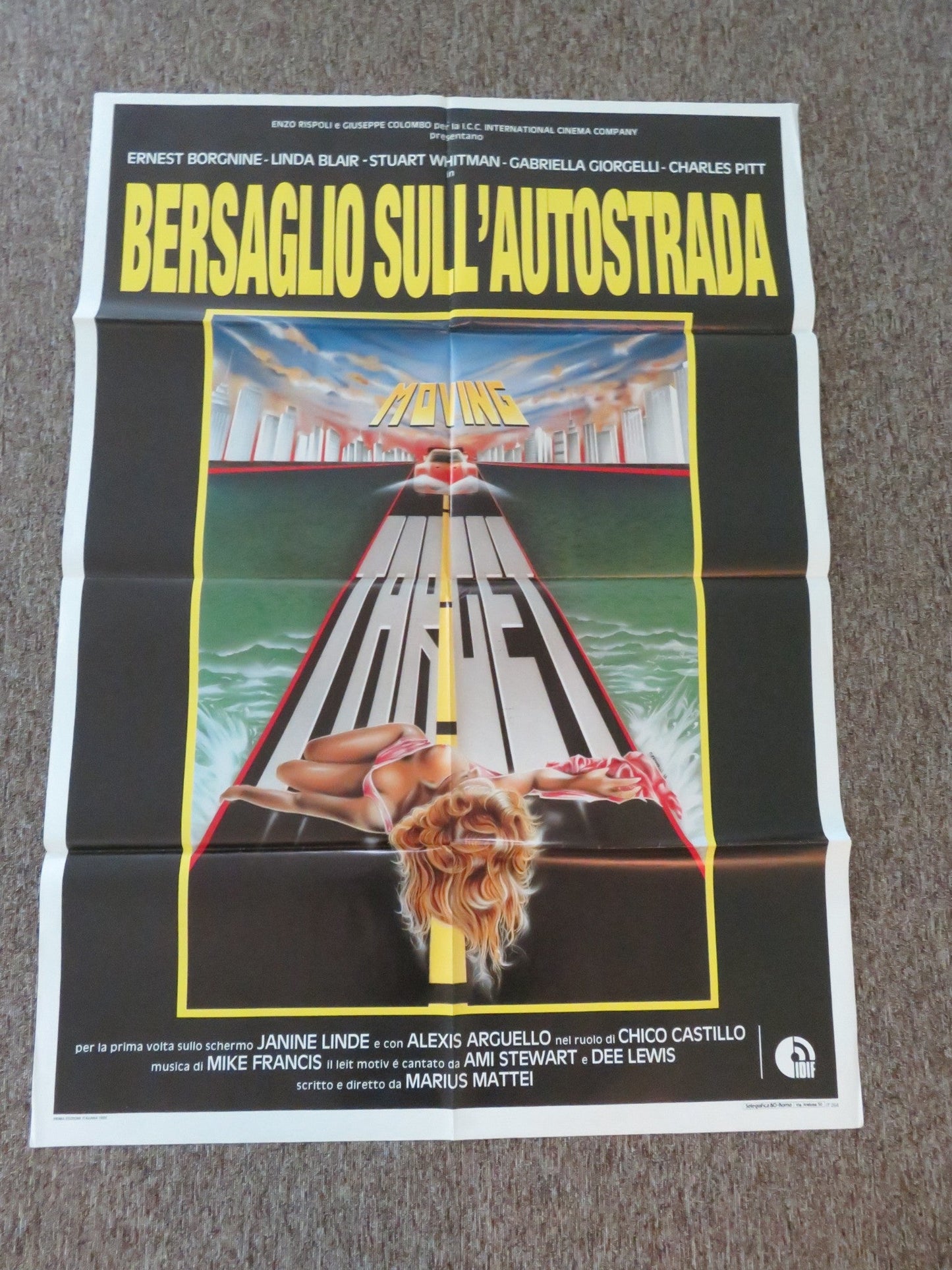 MOVING TARGET ITALIAN 2 FOGLIO POSTER ERNEST BORGNINE LINDA BLAIR 1989 Rendezvous Cinema Movie posters