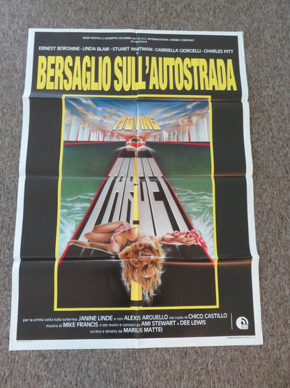 MOVING TARGET ITALIAN 2 FOGLIO POSTER ERNEST BORGNINE LINDA BLAIR 1989 Rendezvous Cinema Movie posters