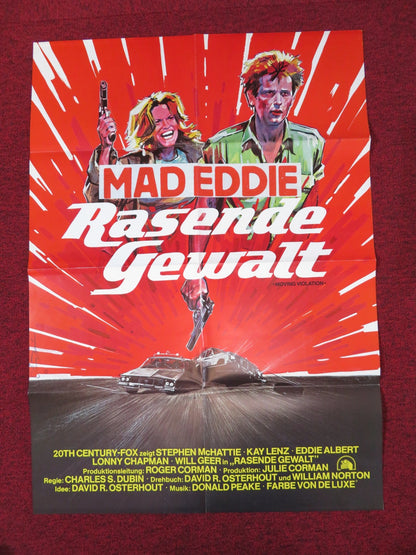 MOVING VIOLATION - B GERMAN A1 POSTER FOLDED STEPHEN MCHATTIE KAY LENZ 1977 Rendezvous Cinema Movie posters