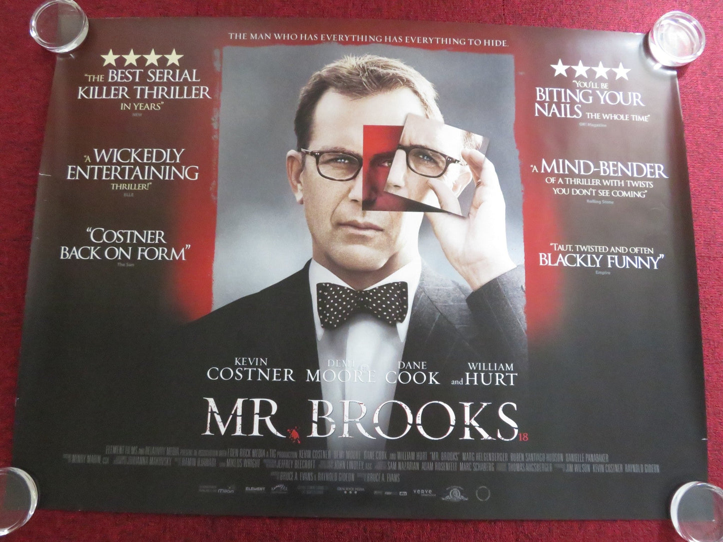 MR. BROOKS UK QUAD ROLLED POSTER KEVIN COSTNER DEMI MOORE 2007 Rendezvous Cinema Movie posters