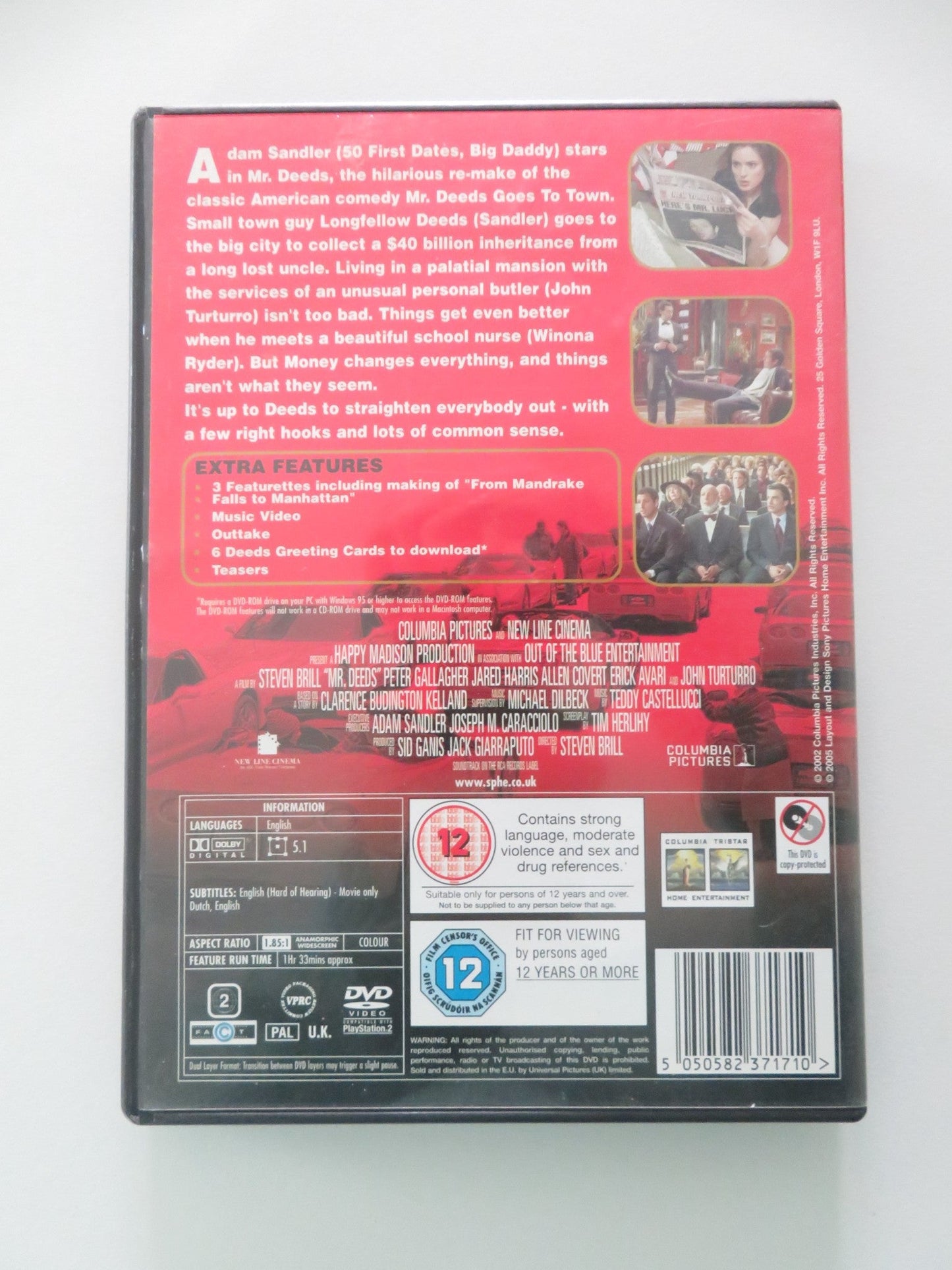 Mr. Deeds (DVD) Adam Sandler Winona Ryder 2002 Region 2 Movie posters