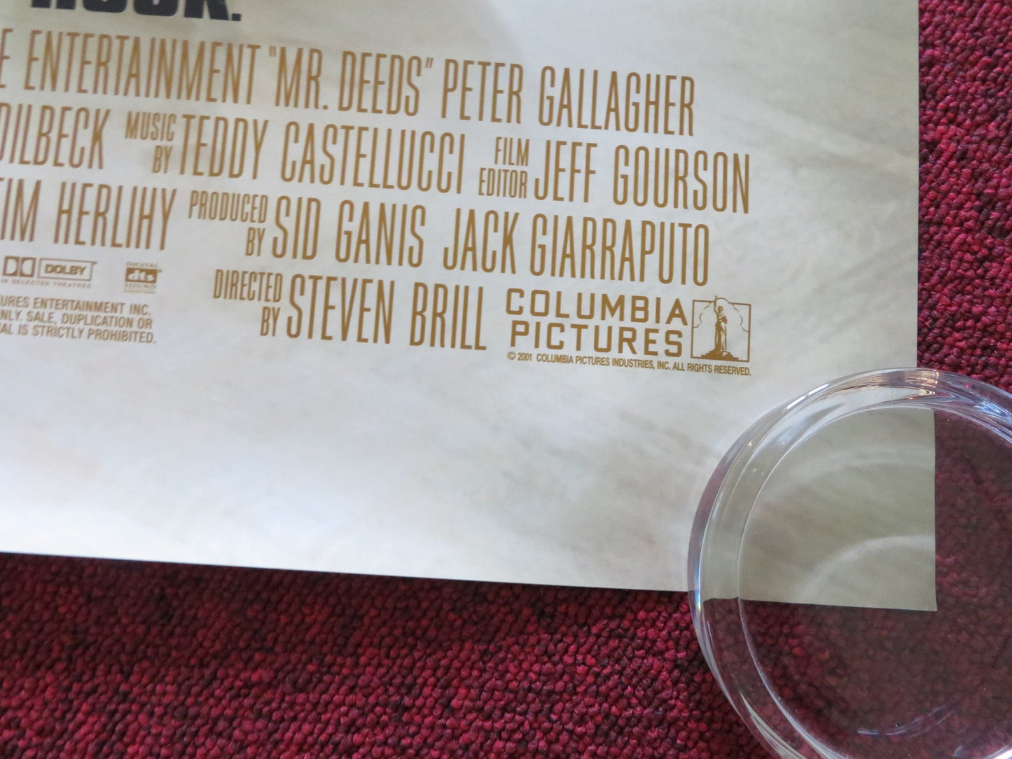 MR. DEEDS US ONE SHEET ROLLED POSTER ADAM SANDLER WINONA RYDER 2002 Rendezvous Cinema Movie posters