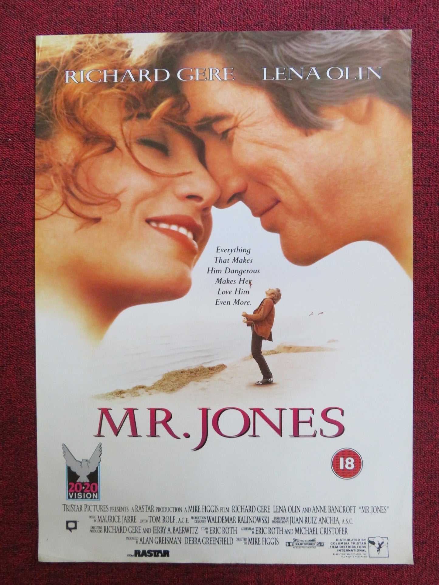 MR. JONES VHS VIDEO POSTER RICHARD GERE LENA OLIN 1993 Rendezvous Cinema Movie posters