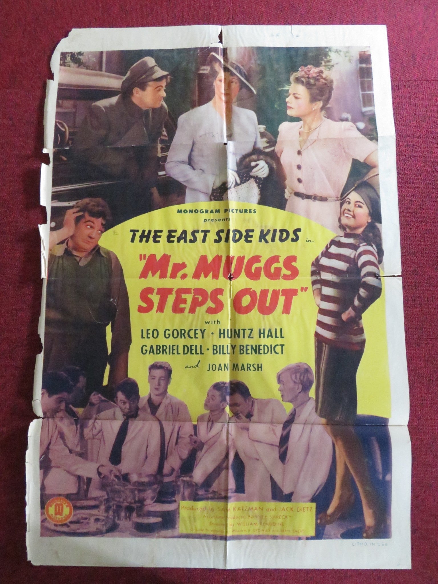 MR. MUGGS STEPS OUT FOLDED US ONE SHEET POSTER LEO GORCEY HUNTZ HALL 1943 Rendezvous Cinema Movie posters