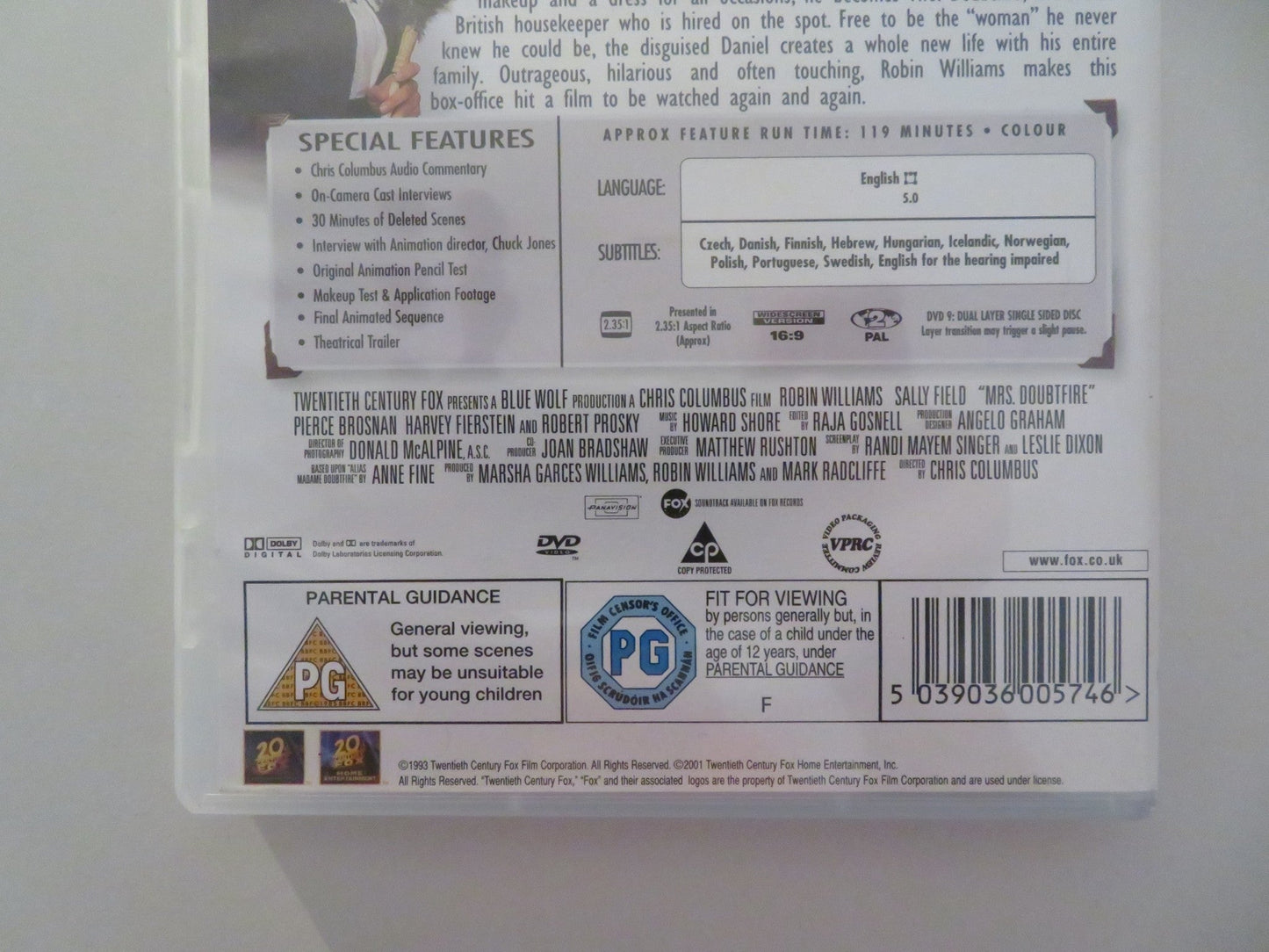 MRS. DOUBTFIRE (DVD) ROBIN WILLIAMS SALLY FIELD 1993 REGION 2 Movie posters