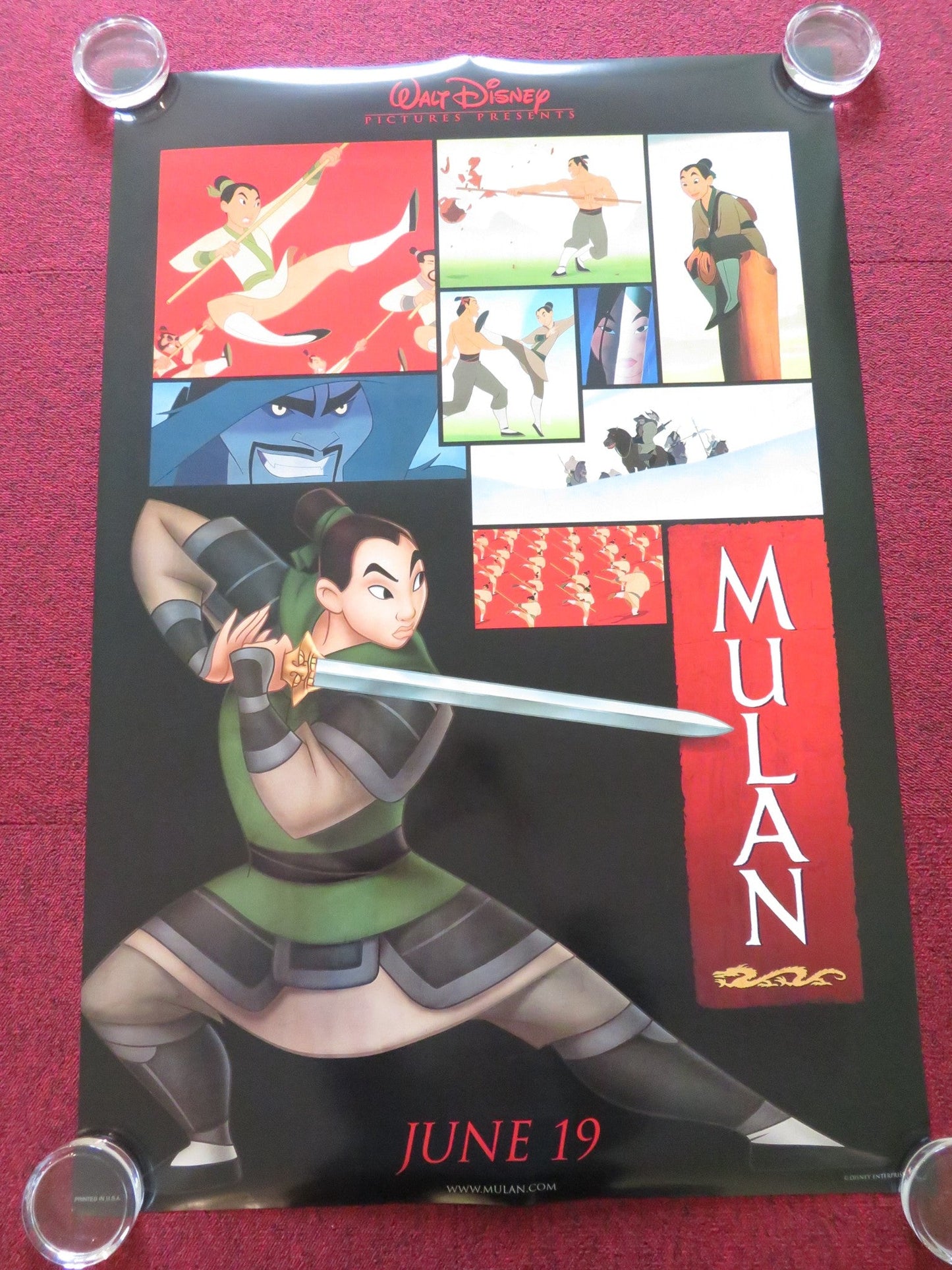 MULAN US ONE SHEET ROLLED POSTER DISNEY MIGUEL FERRER FREDA FOH SHEN 1998 Rendezvous Cinema Movie posters