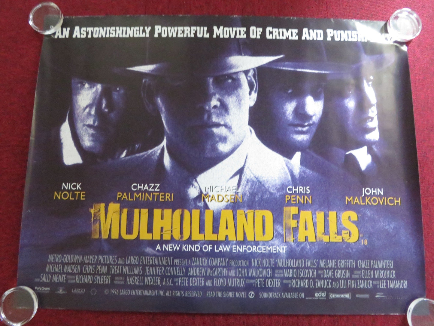 MULHOLLAND FALLS UK QUAD ROLLED POSTER NICK NOLTE MELANIE GRIFFITH 1996 Rendezvous Cinema Movie posters
